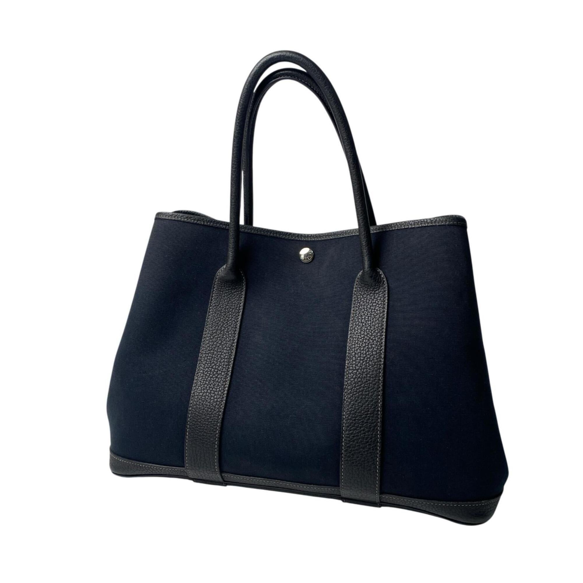 Hermes Black Canvas Leather Tote Bag (Pre-Owned)