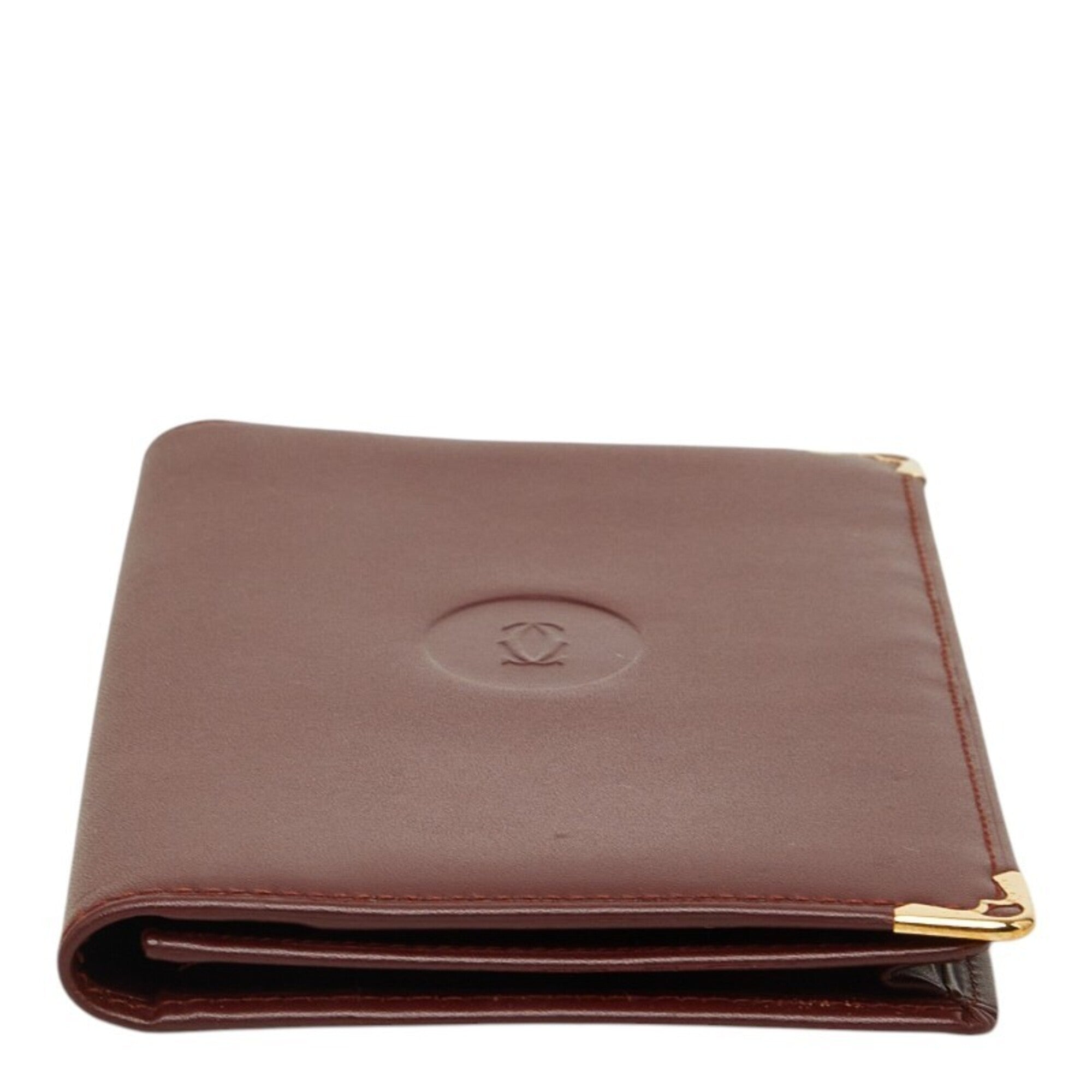 Cartier Must Bordeaux Leather Long Wallet (Bi-Fold) (Pre-Owned)