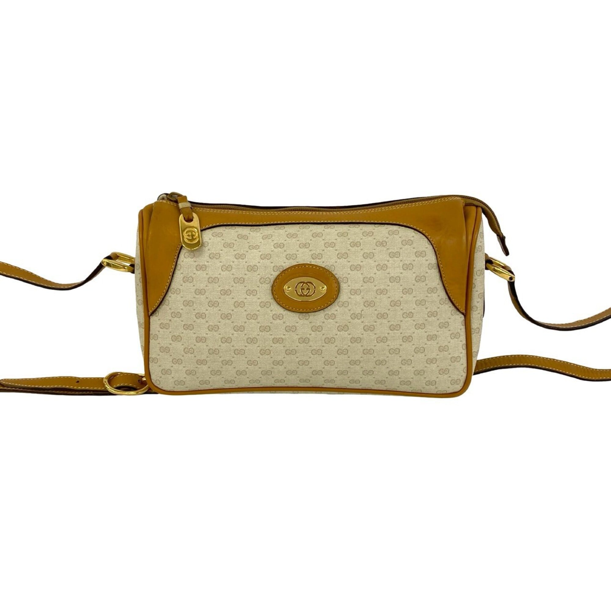 Gucci Brown Ivory Leather Pvc Shoulder Bag (Pre-Owned)