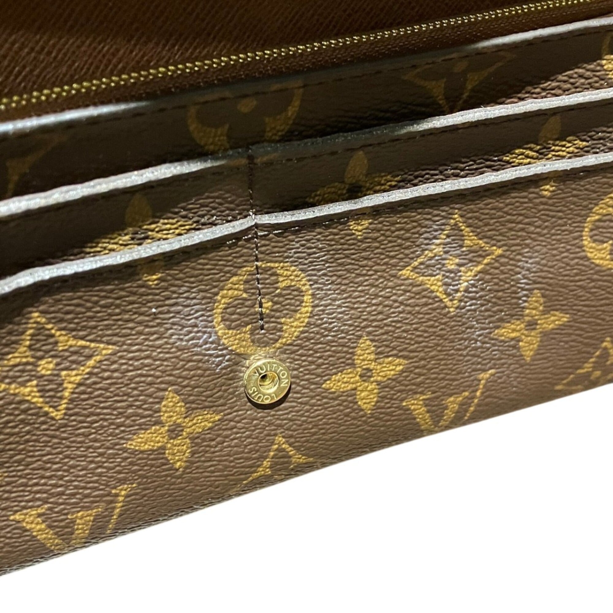 Louis Vuitton Brown Leather Long Wallet (Bi-Fold) (Pre-Owned)