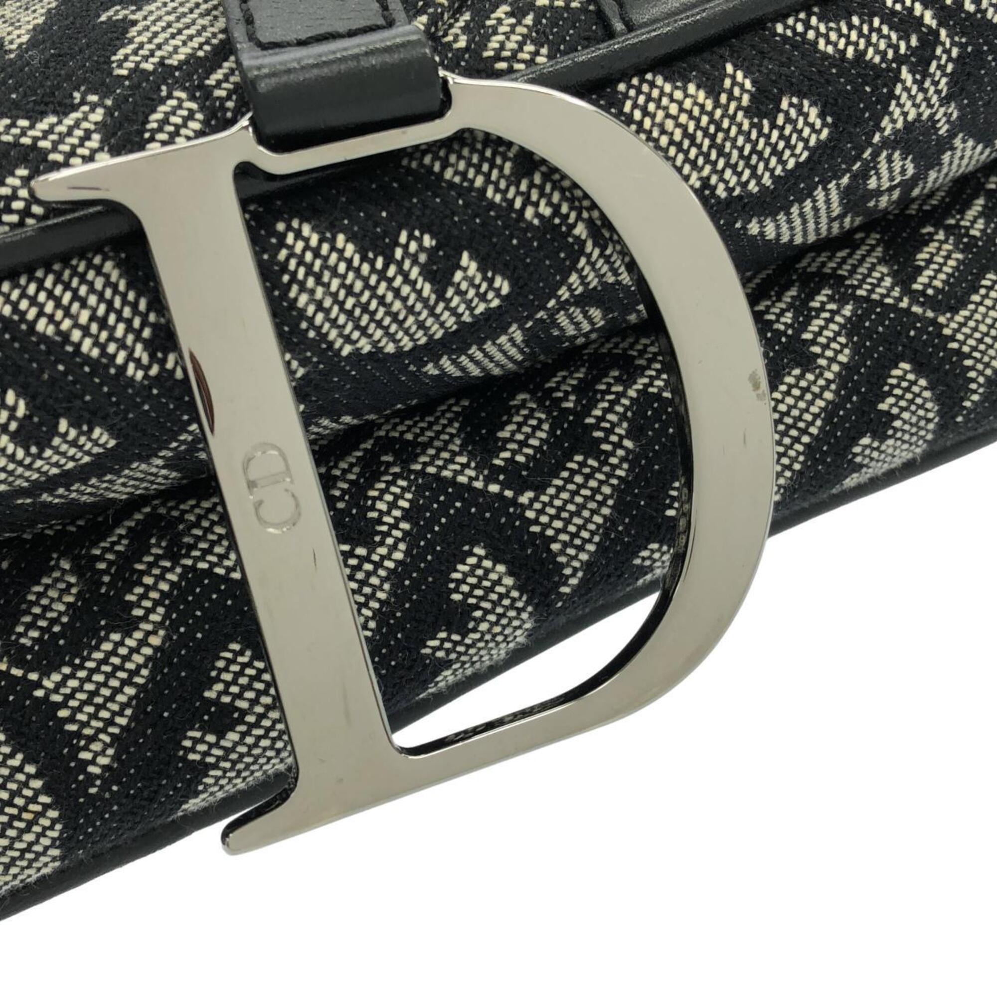 Christian Dior Black Canvas Saddle Bag Shoulder Bag (Pre-Owned)