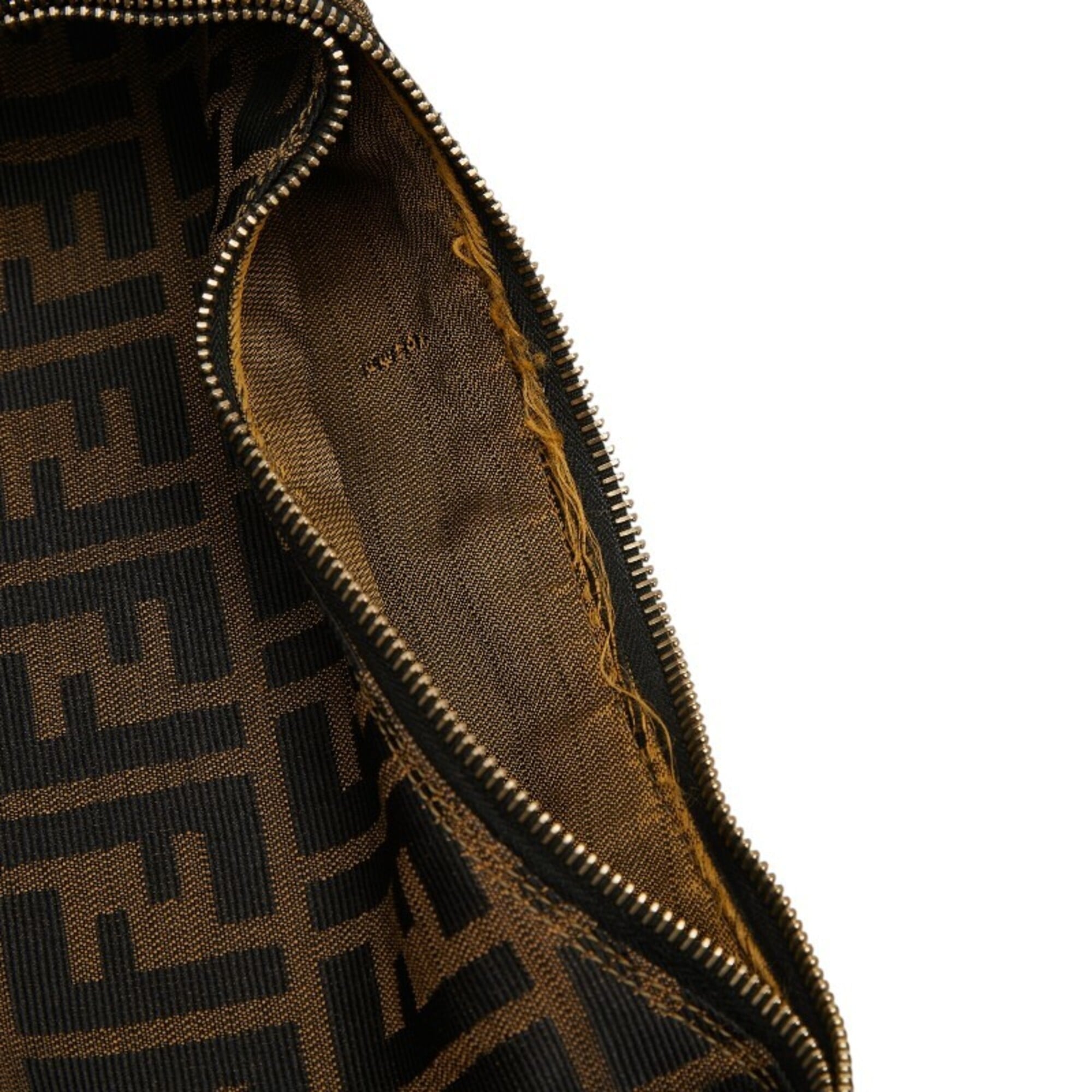Fendi Zucca Black Brown Canvas Leather Shoulder Bag (Pre-Owned)