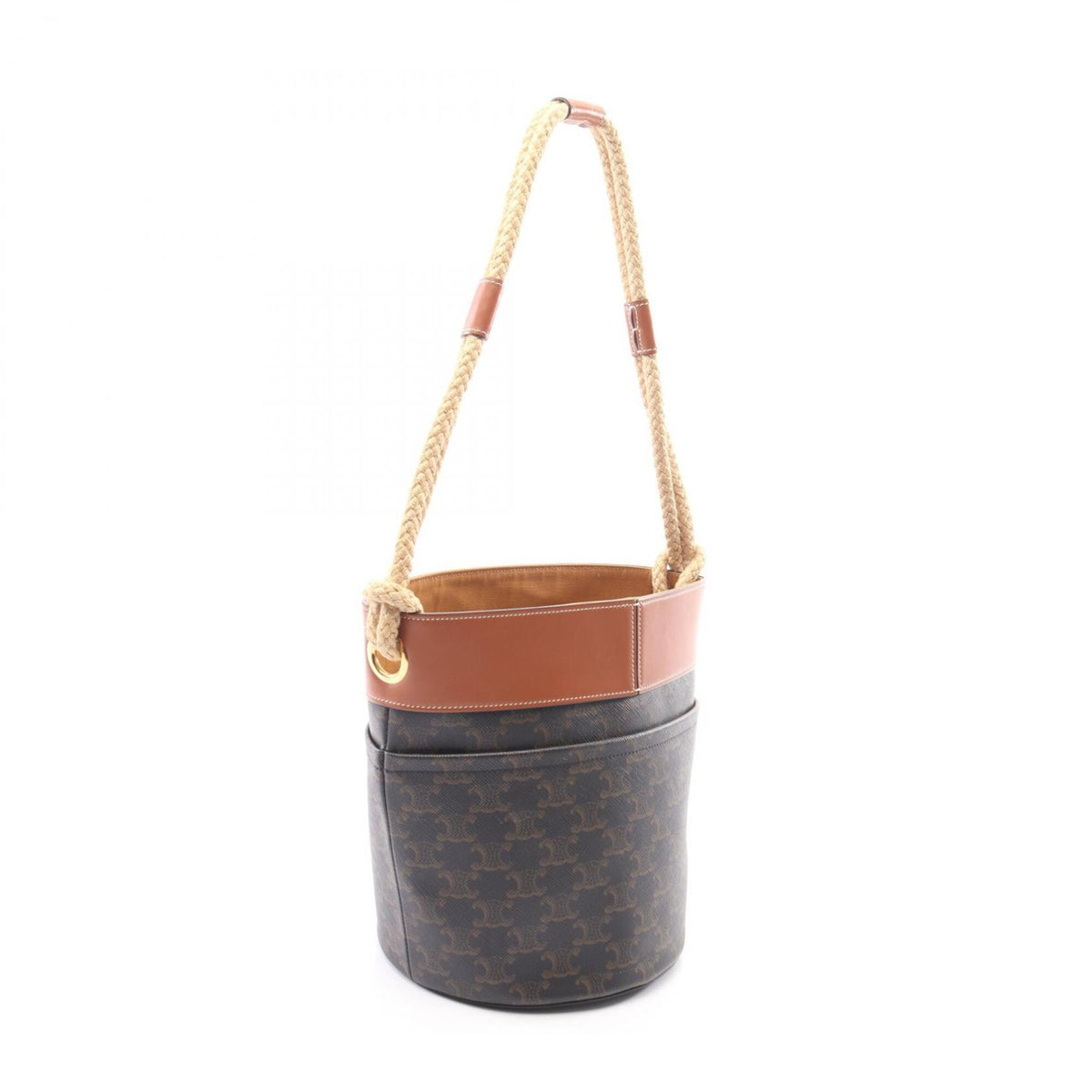 Celine Black Brown Coated Canvas Leather Handbag Shoulder Bag (Pre-Owned)
