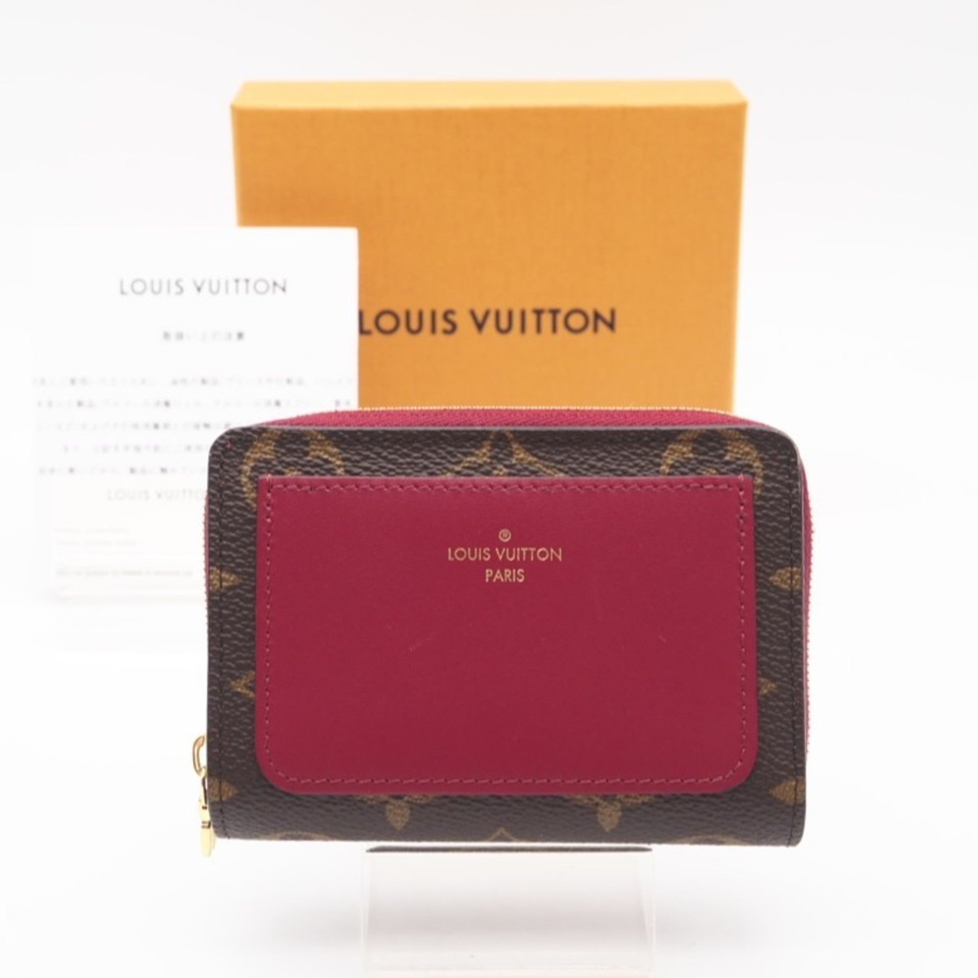 Louis Vuitton Monogram Brown Fuchsia Red Color Coated Canvas Wallet (Bi-Fold) (Pre-Owned)