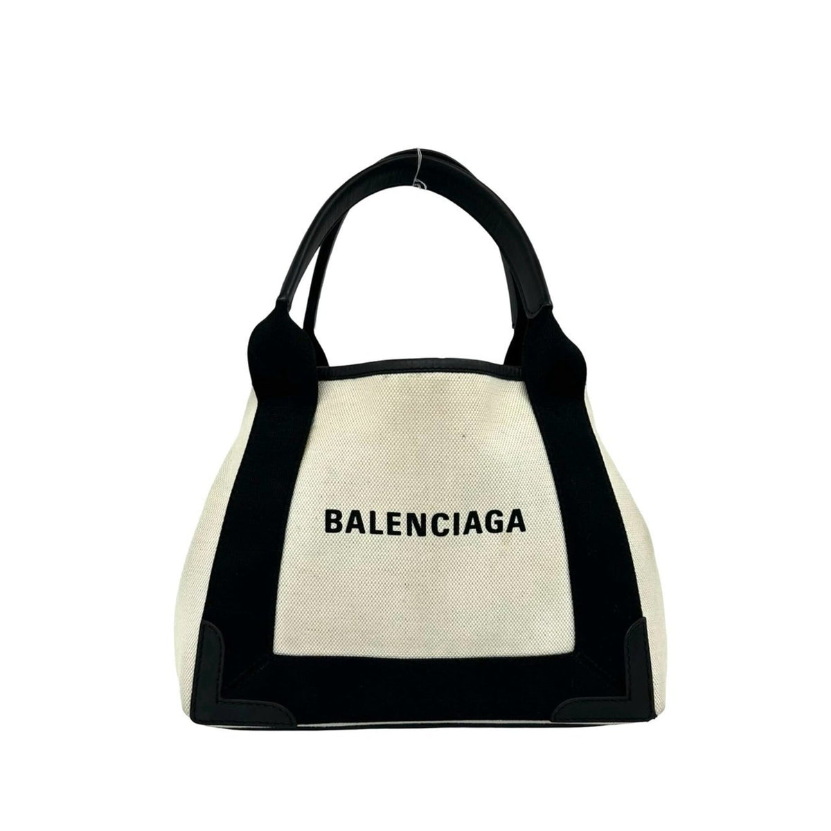 Balenciaga Black Ivory Canvas Leather Handbag Pouch Tote Bag (Pre-Owned)