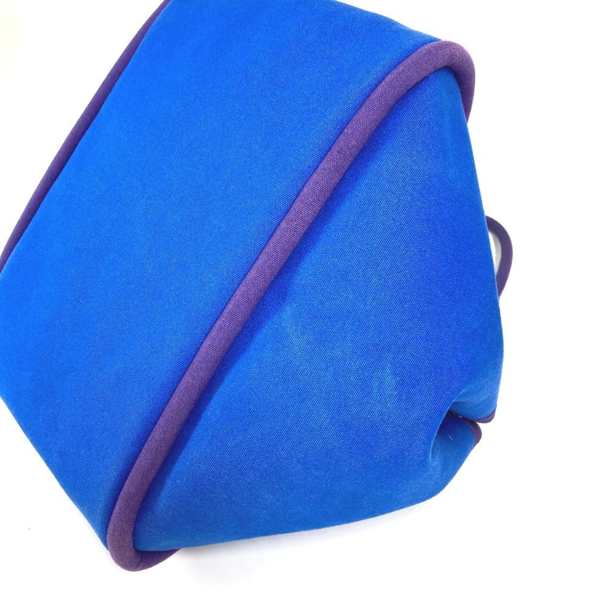 Hermes Blue Canvas Handbag Tote Bag (Pre-Owned)
