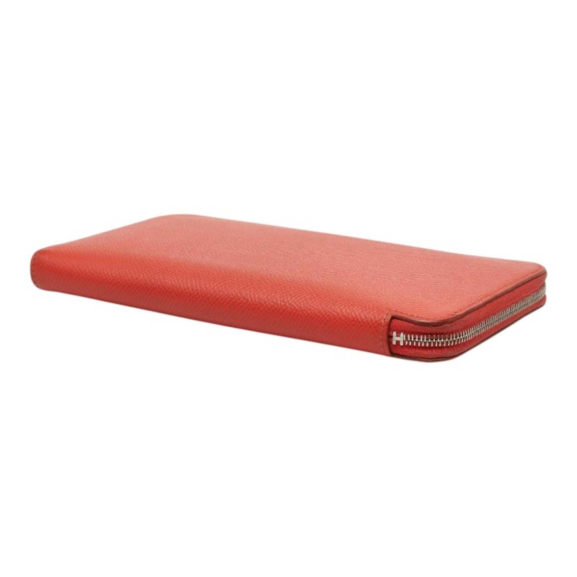 Hermes Silk'in Red Color Epsom Leather Long Wallet (Bi-Fold) (Pre-Owned)