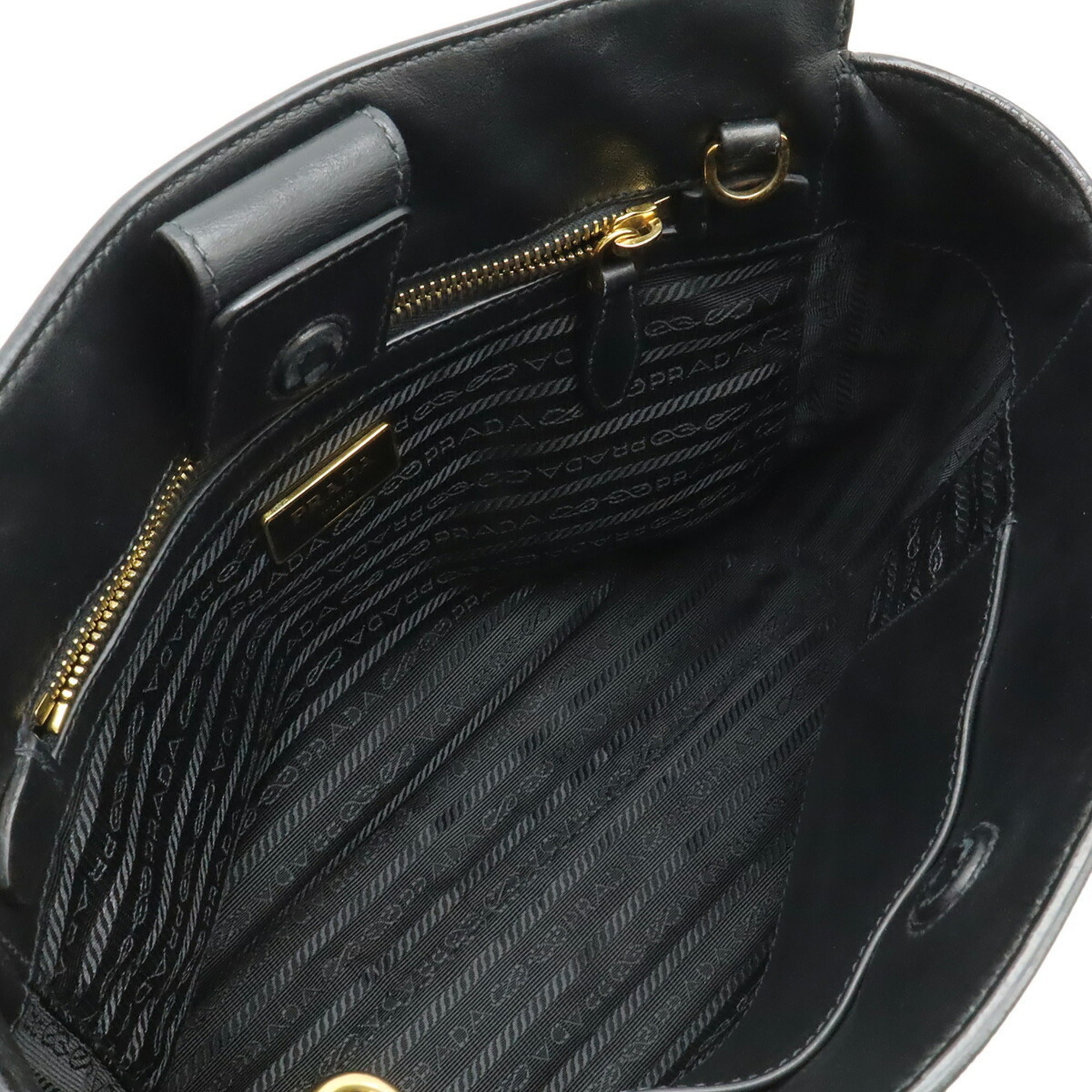 Prada Saffiano Black Nero Leather Handbag Shoulder Bag (Pre-Owned)