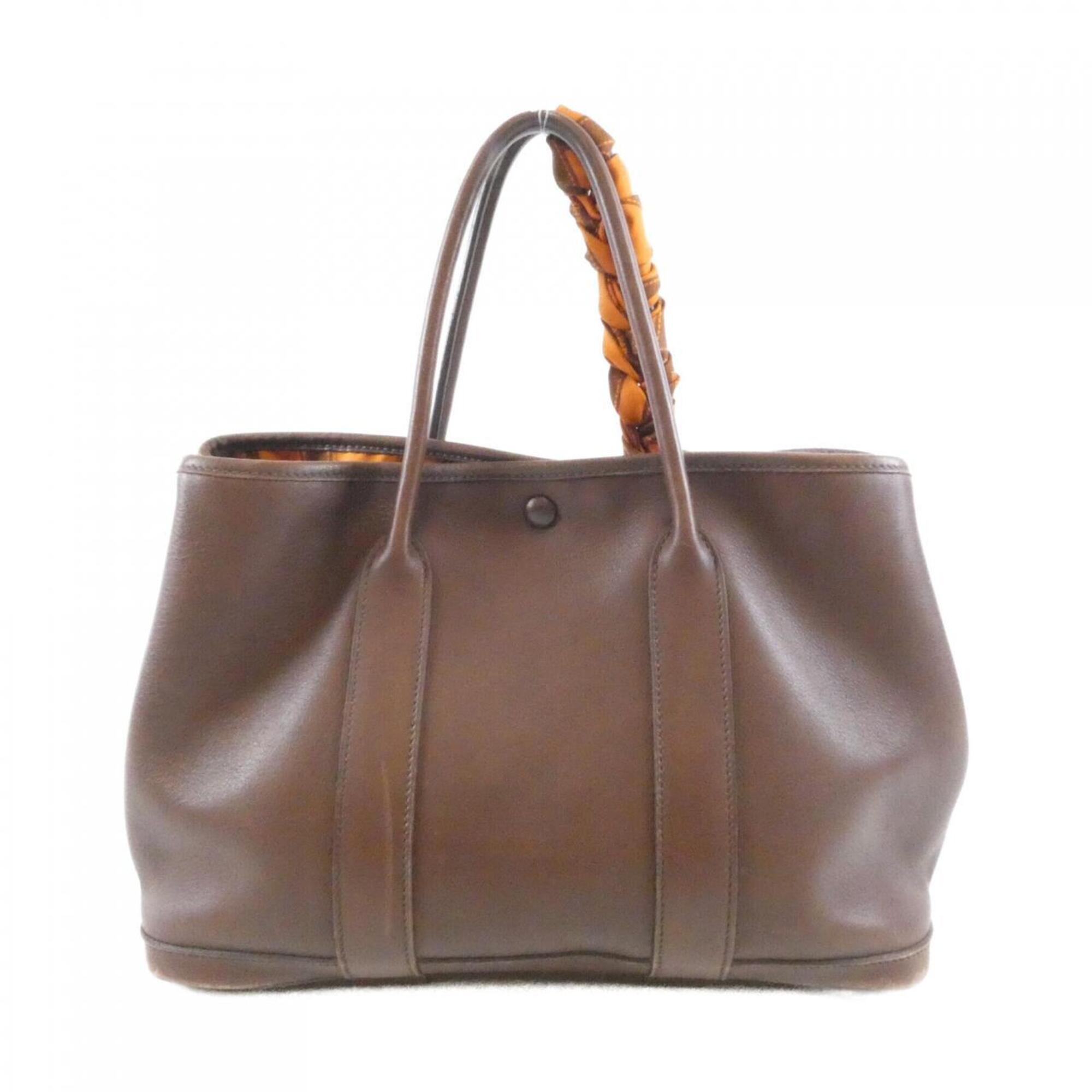 Hermes Brown Havane Swift Leather Silk Handbag (Pre-Owned)