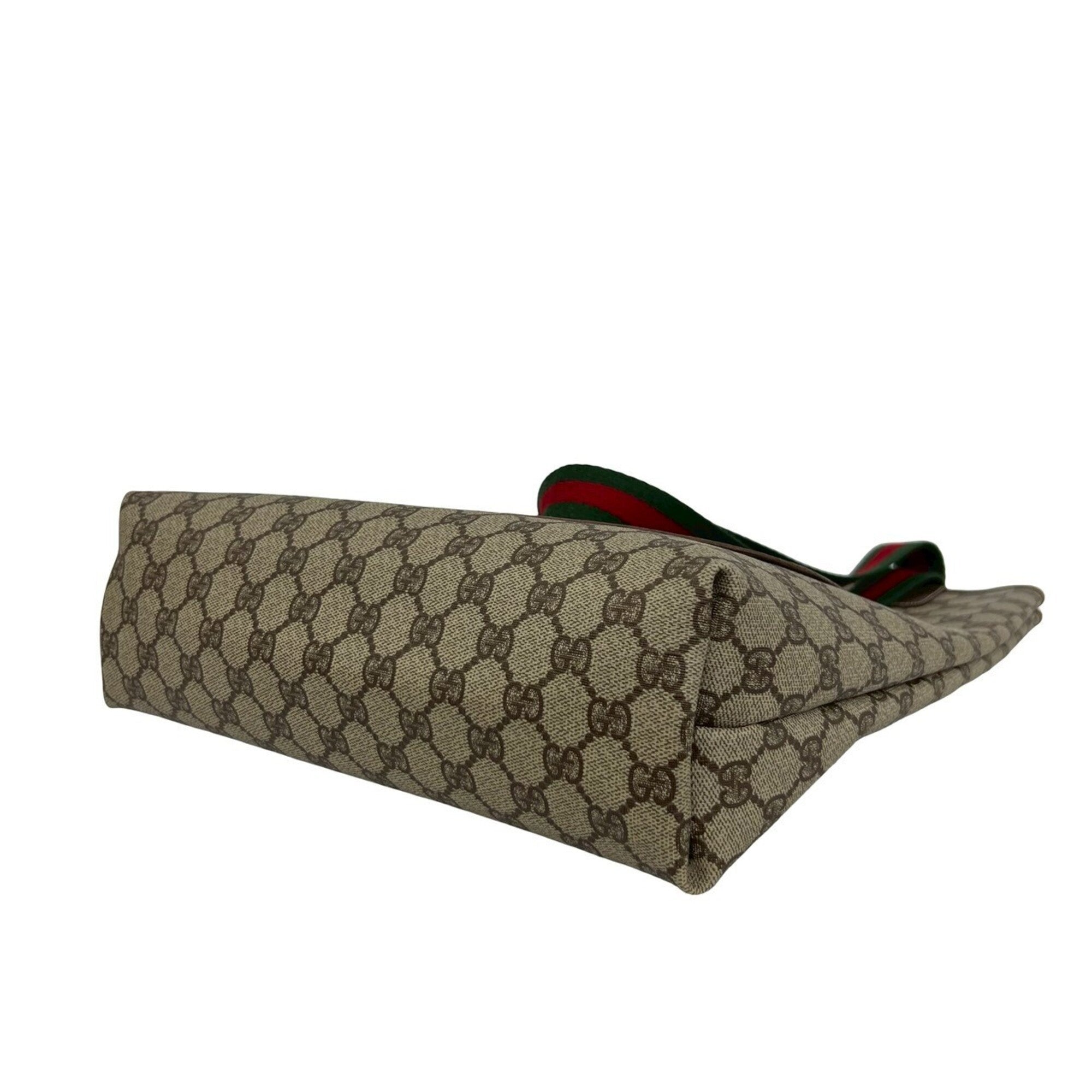 Gucci Brown Green Red Color Pvc Leather Handbag Tote Bag (Pre-Owned)