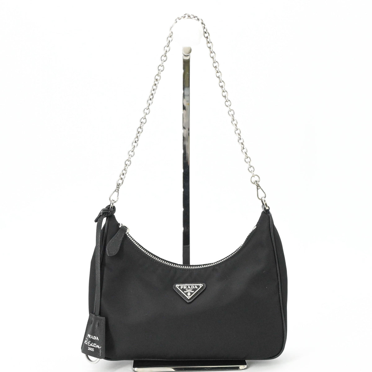 Prada Black Nylon Leather Handbag Pouch Shoulder Bag (Pre-Owned)