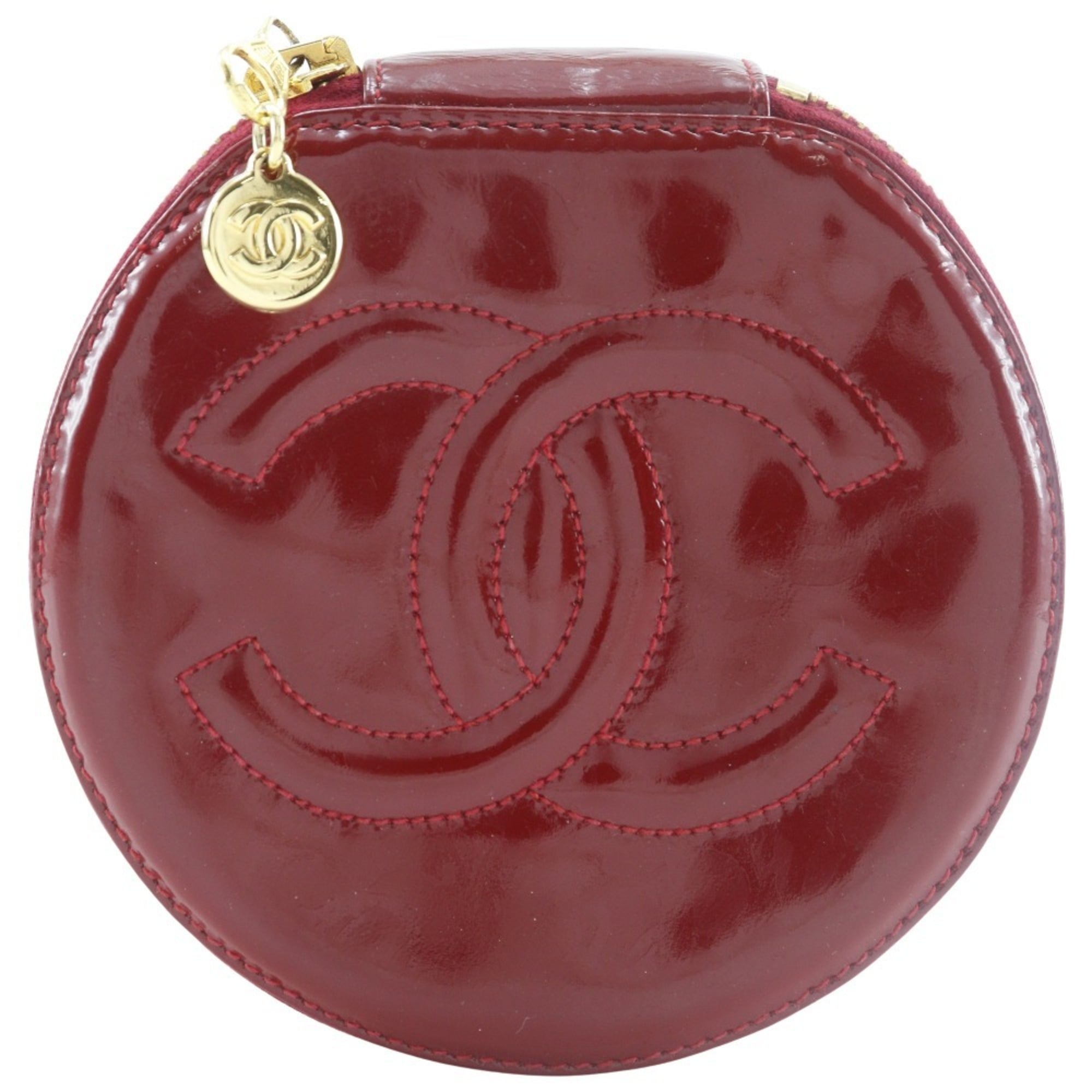 Chanel Red Color Leather Pouch (Pre-Owned)