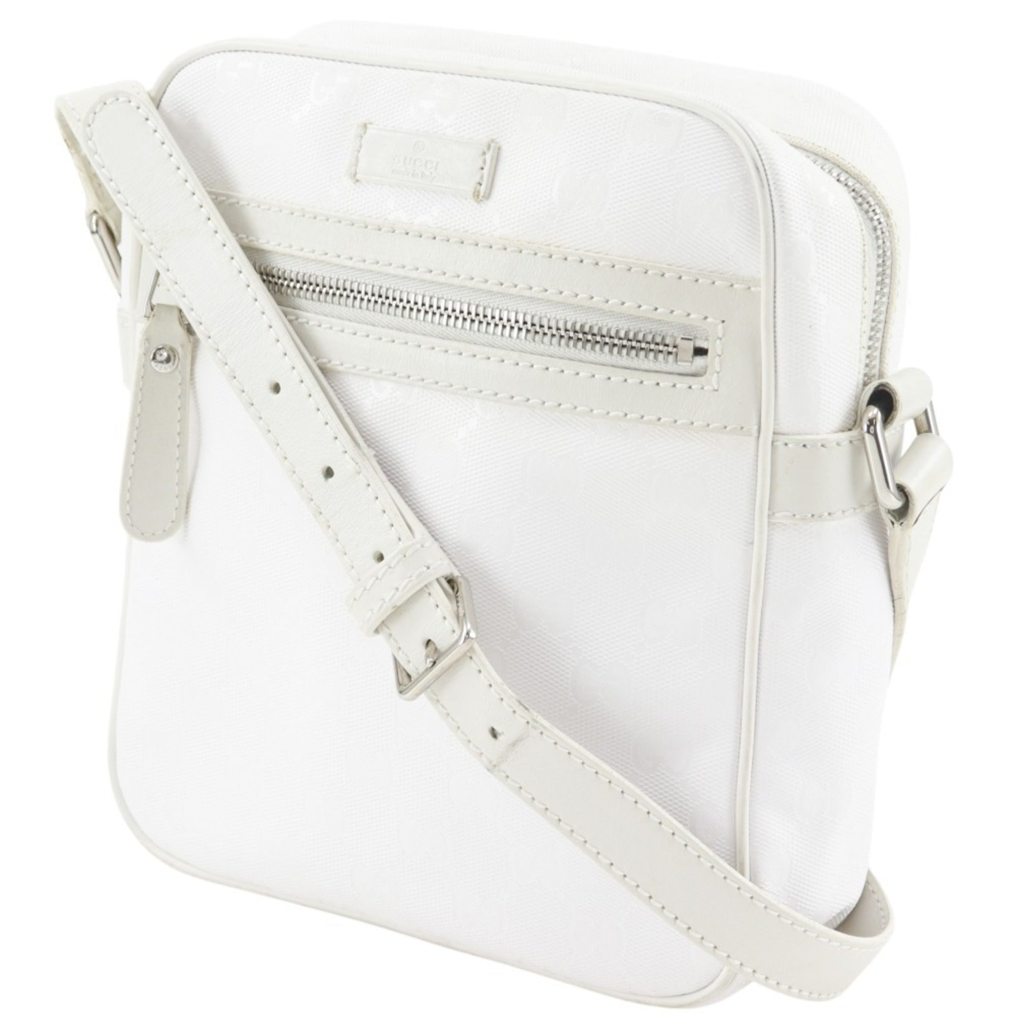 Gucci White Gg Imprimé Pvc Shoulder Bag (Pre-Owned)