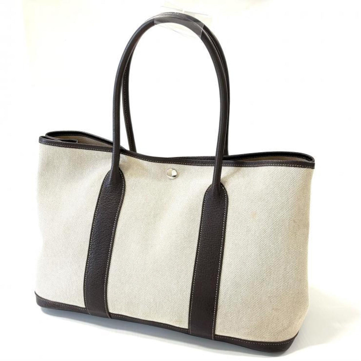 Hermes Cocaon Natural Toile H Buffalo Leather Tote Bag (Pre-Owned)