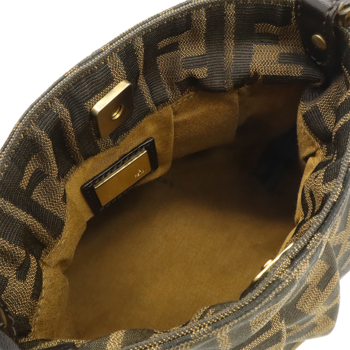 Fendi Black Brown Canvas Leather Handbag (Pre-Owned)