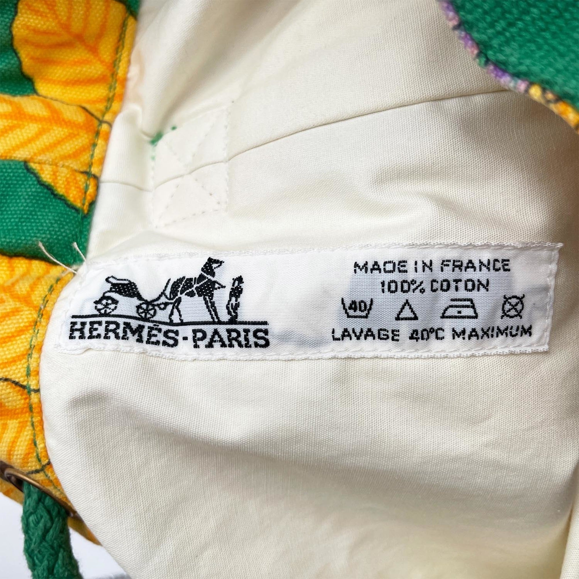 Hermes Green Pink Yellow Canvas Shoulder Bag (Pre-Owned)