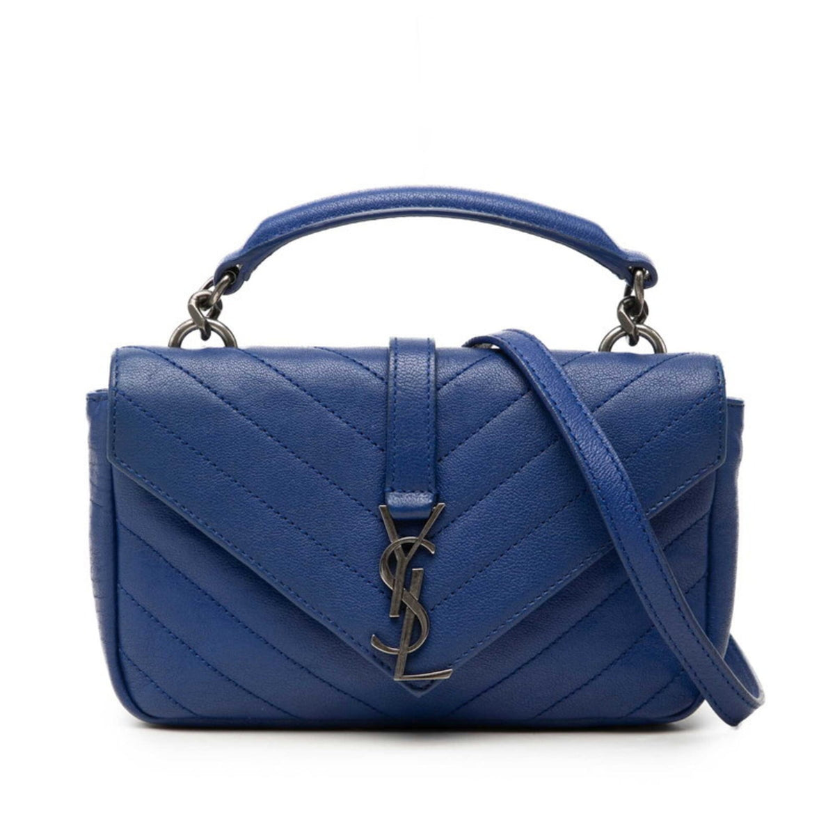 Saint Laurent Blue Leather Handbag Shoulder Bag (Pre-Owned)