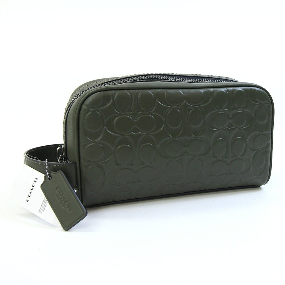 Coach Signature Black Leather Clutch Bag Handbag Pouch (Pre-Owned)