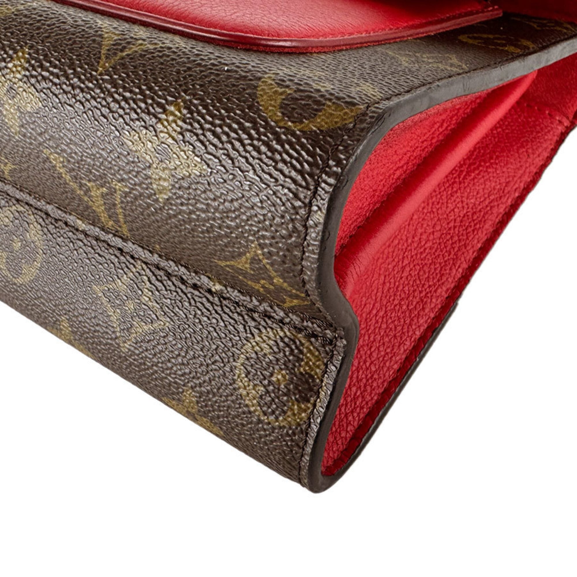 Louis Vuitton Brown Monogram Red Color Monogram Leather Shoulder Bag (Pre-Owned)