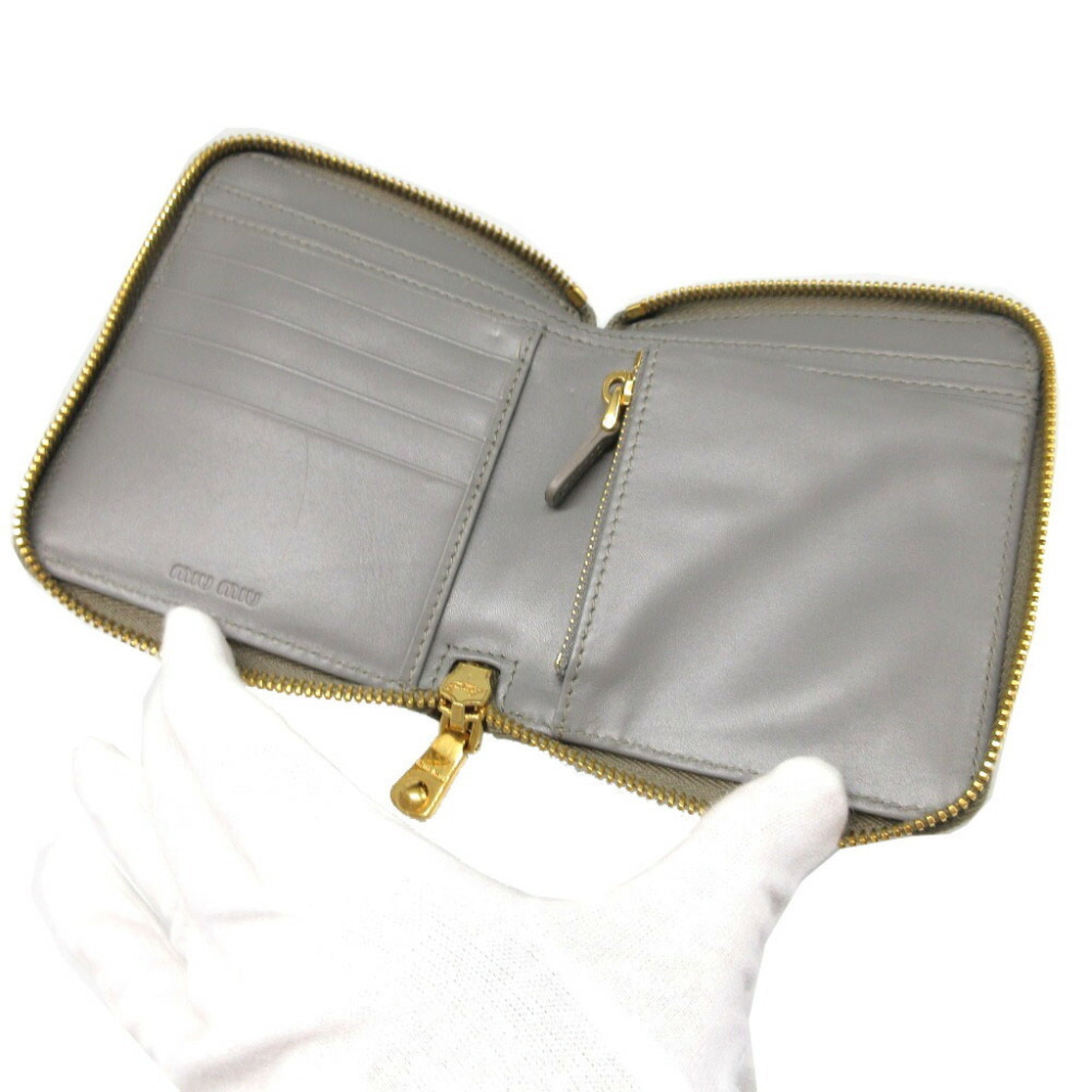 Miu Miu Gray Leather Wallet (Bi-Fold) (Pre-Owned)