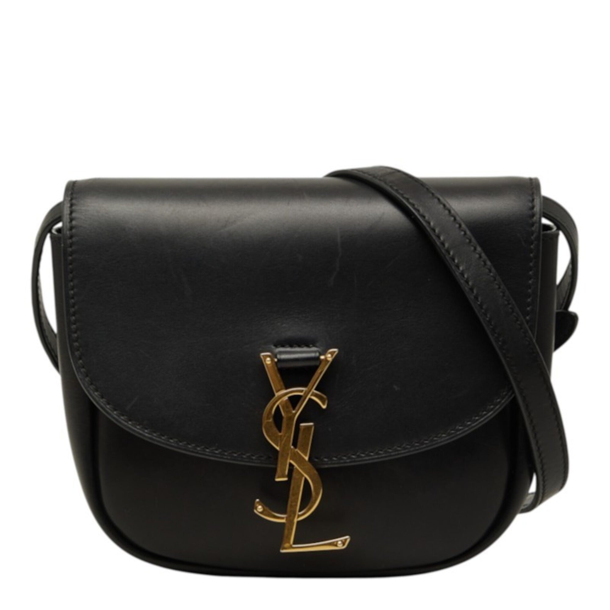 Saint Laurent Black Gold Leather Shoulder Bag (Pre-Owned)
