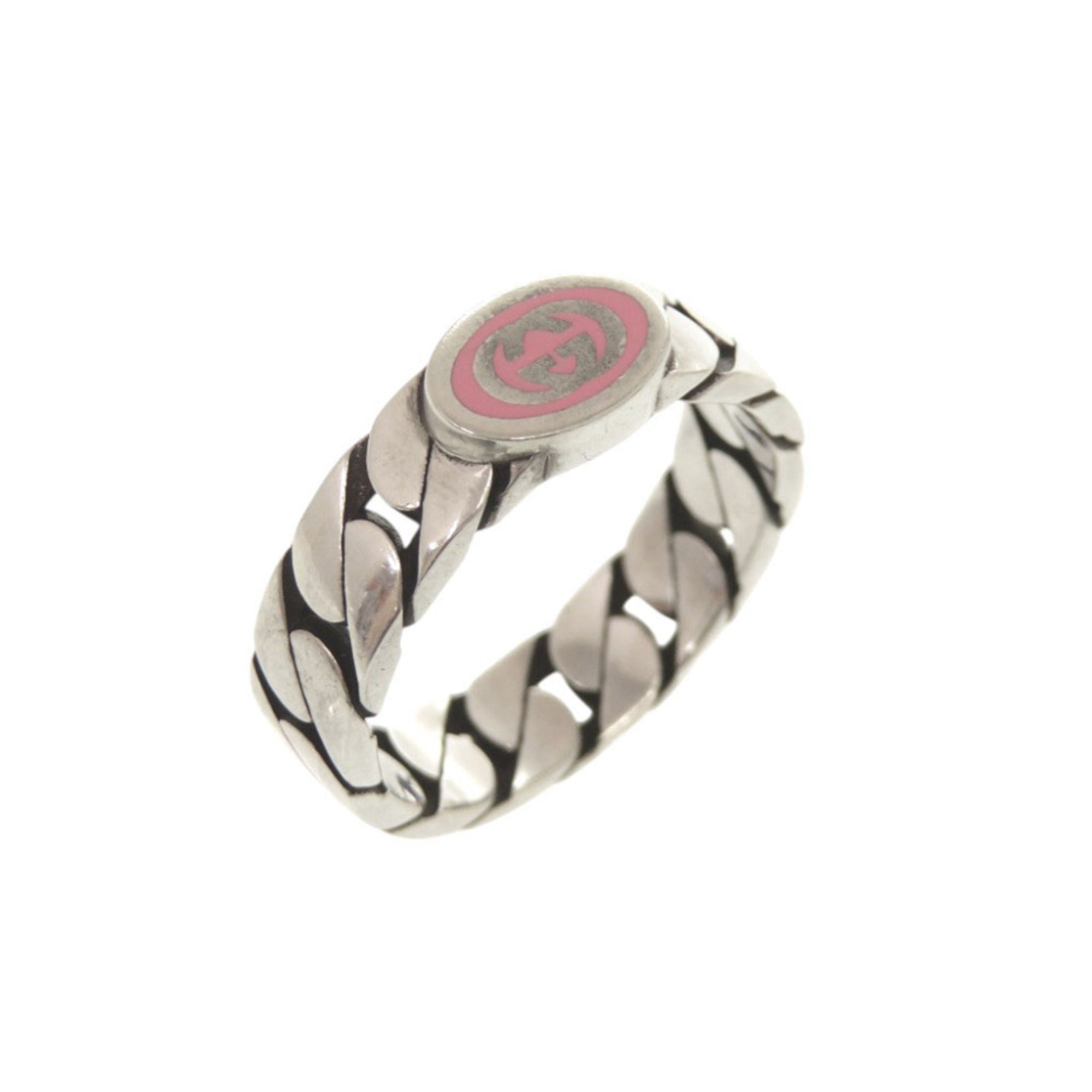 Gucci Silver Pink Silver 925 Band Ring (Pre-Owned)
