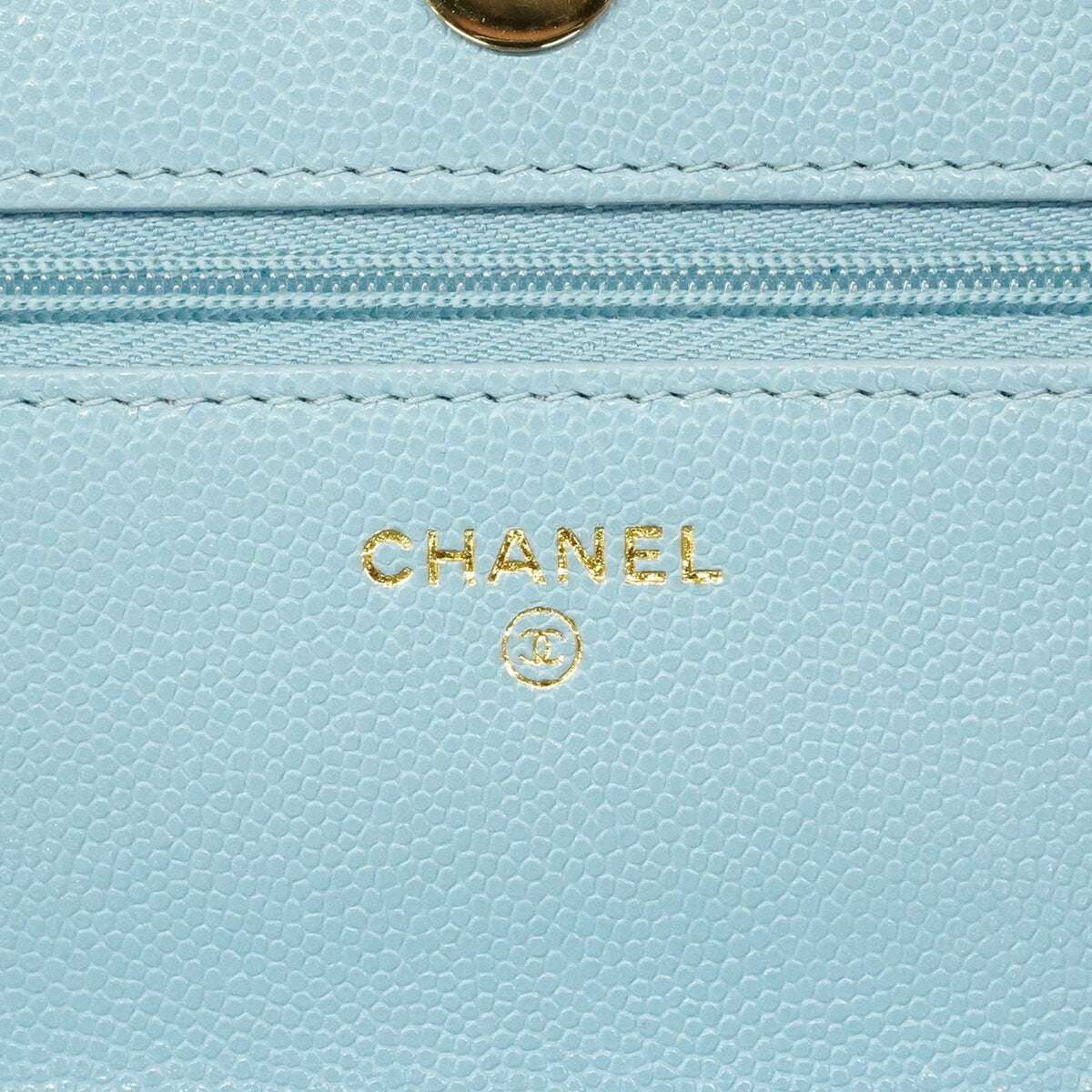 Chanel Light Blue Grained Calfskin Chain/Shoulder Wallet (Pre-Owned)
