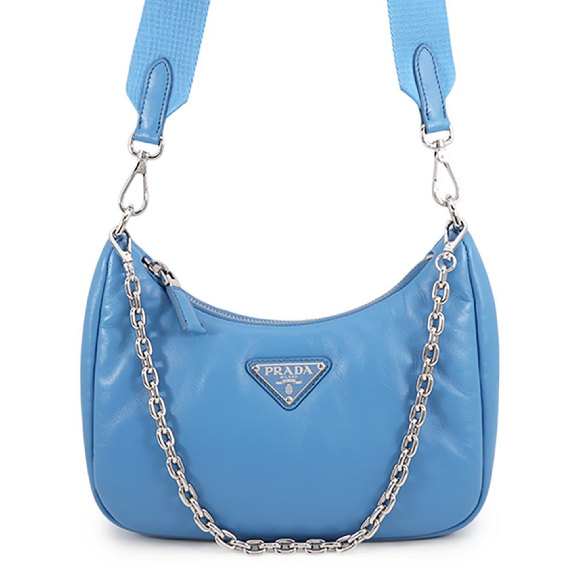 Prada Light Blue Nylon Handbag Pouch Shoulder Bag (Pre-Owned)