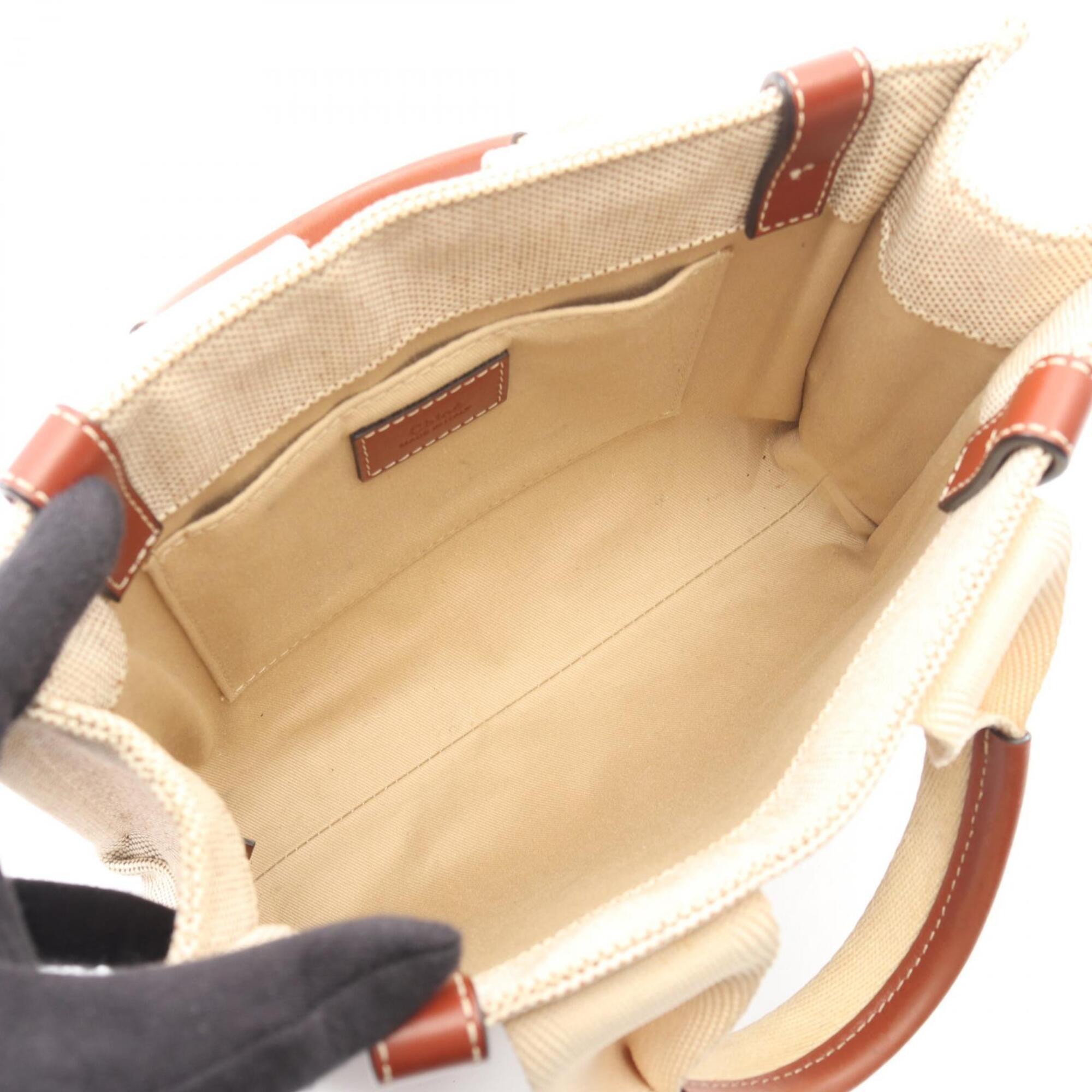 Chloé Beige Brown Canvas Leather Handbag (Pre-Owned)