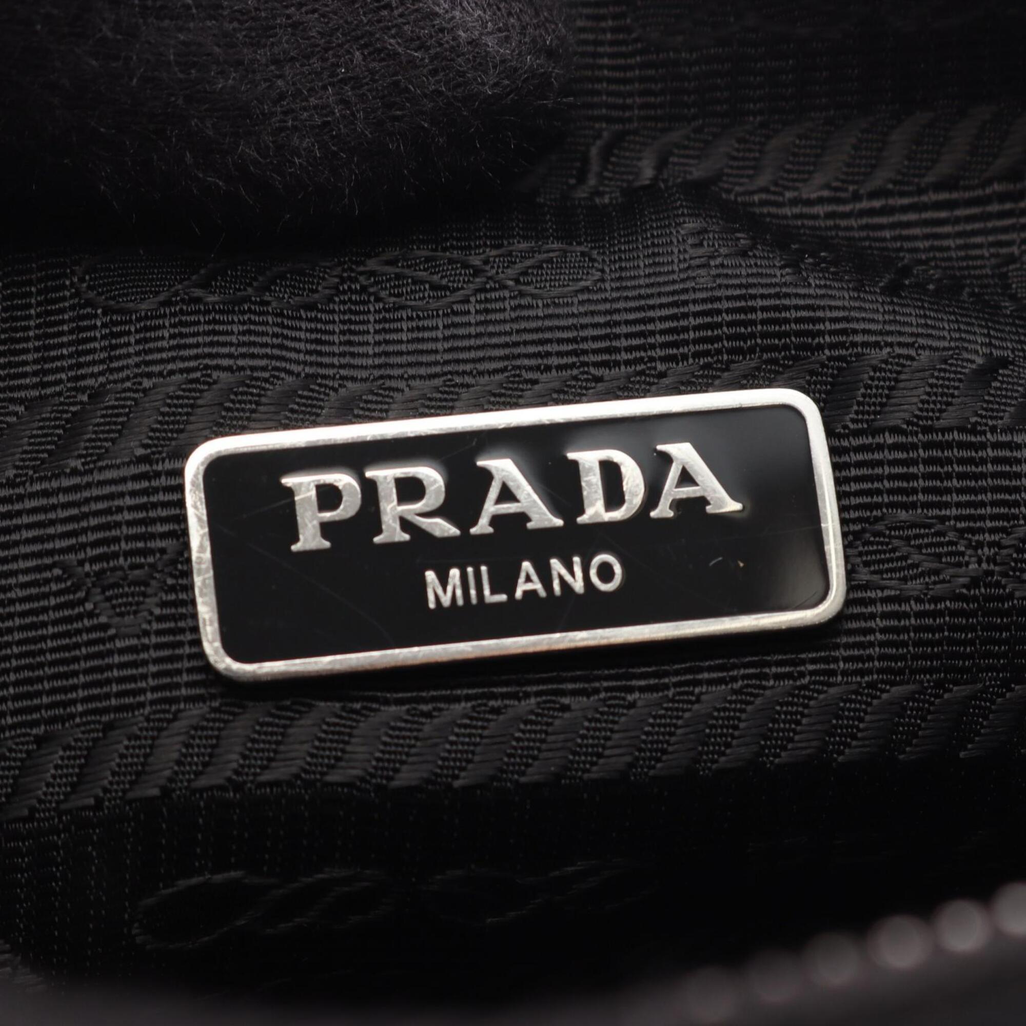 Prada Black Nylon Saffiano Triangle Handbag Shoulder Bag (Pre-Owned)