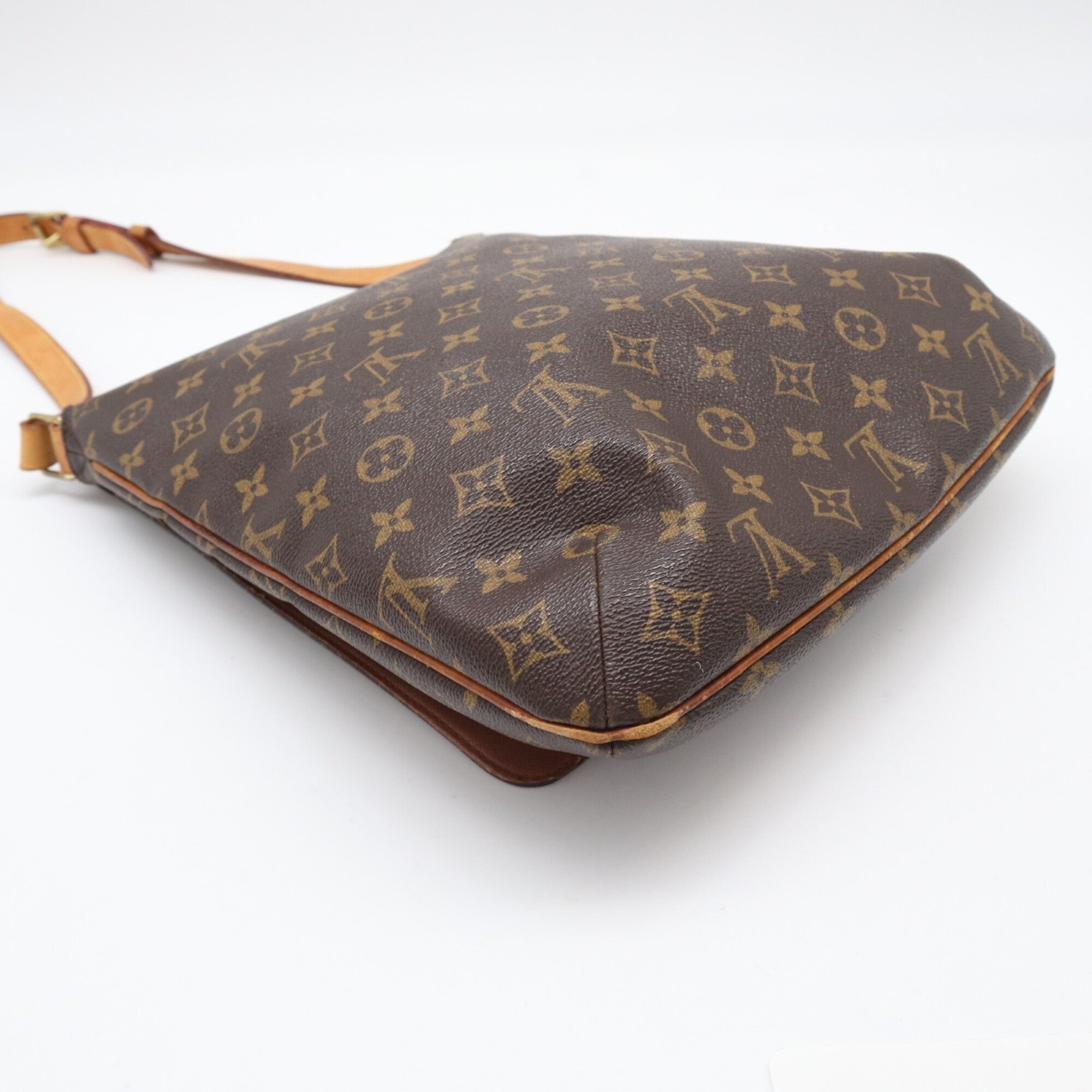 Louis Vuitton Beige Brown Monogram Coated Canvas Leather Shoulder Bag (Pre-Owned)
