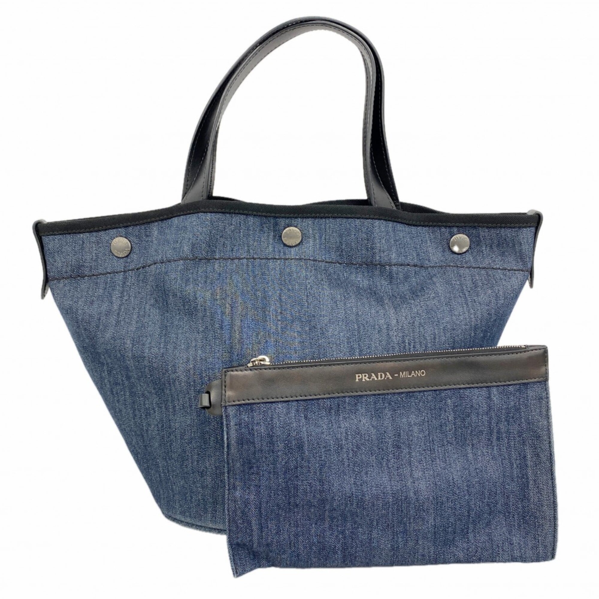 Prada Black Blue Denim Tote Bag (Pre-Owned)