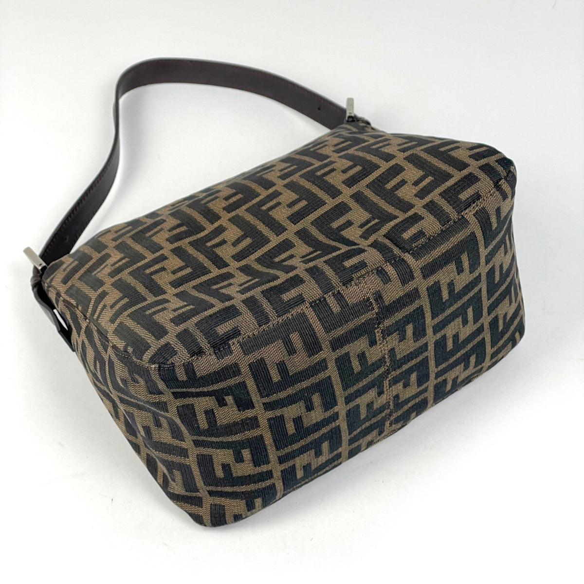 Fendi Zucca Brown Canvas Leather Shoulder Bag (Pre-Owned)