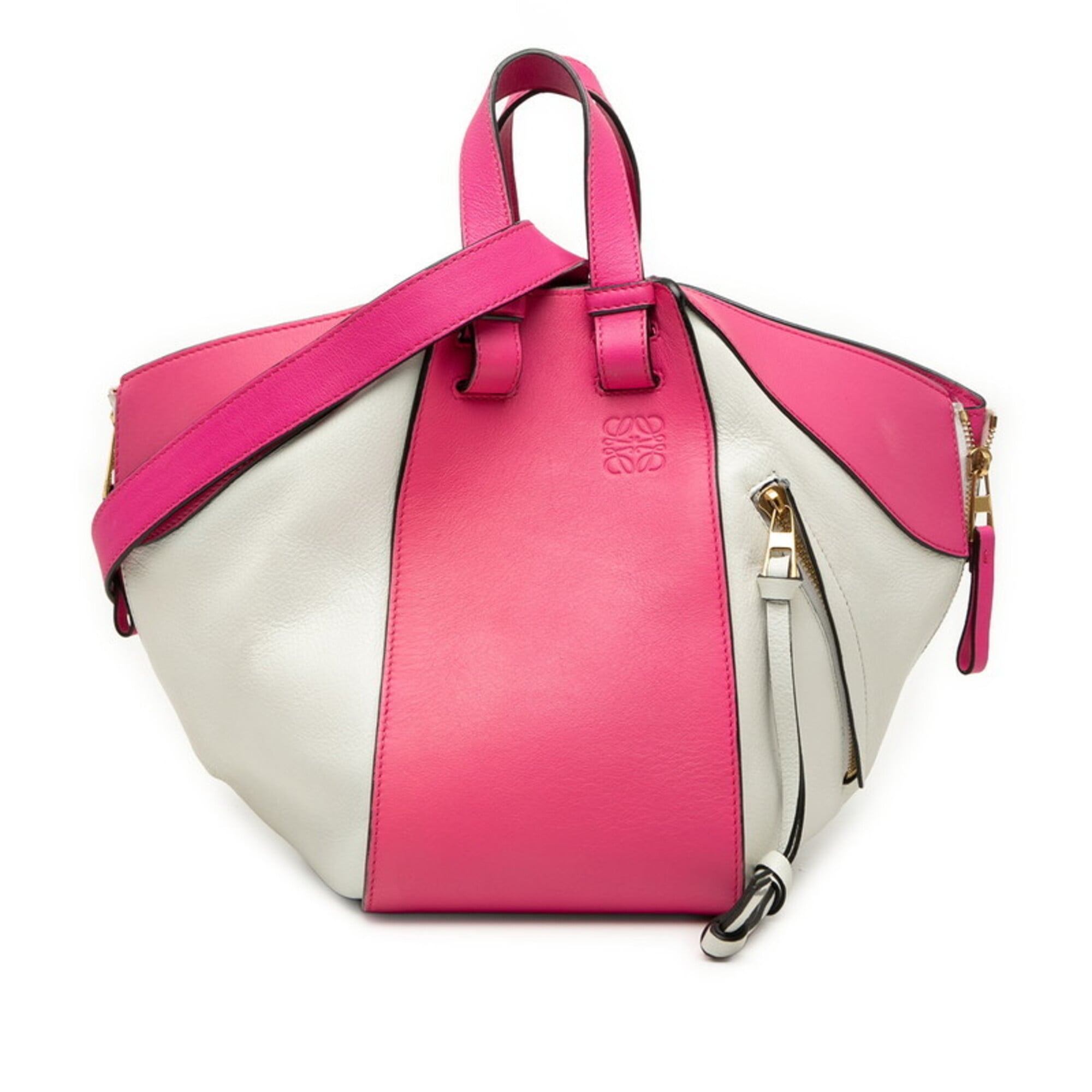 Loewe Pink White Leather Handbag Shoulder Bag (Pre-Owned)