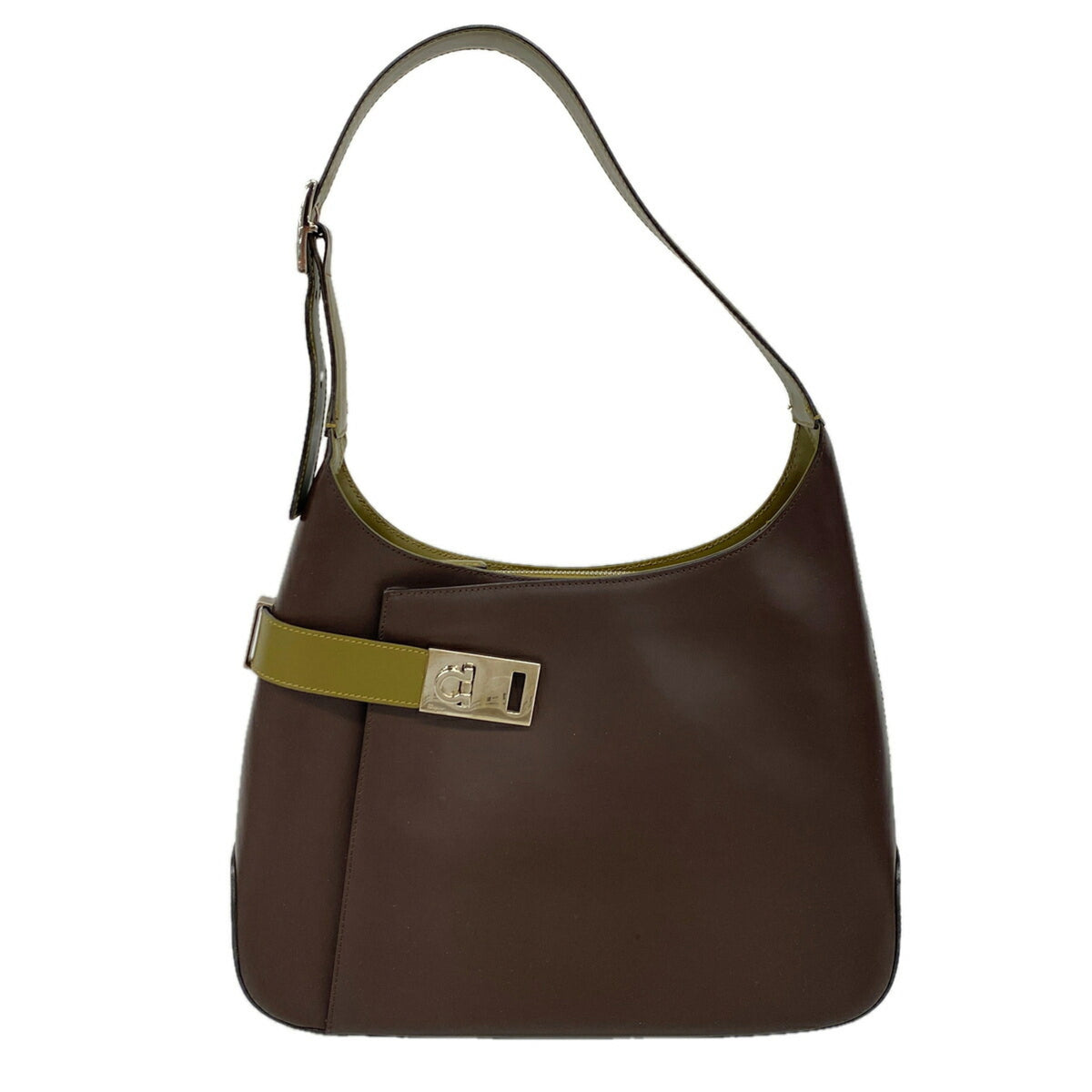 Salvatore Ferragamo Brown Khaki Leather Shoulder Bag (Pre-Owned)