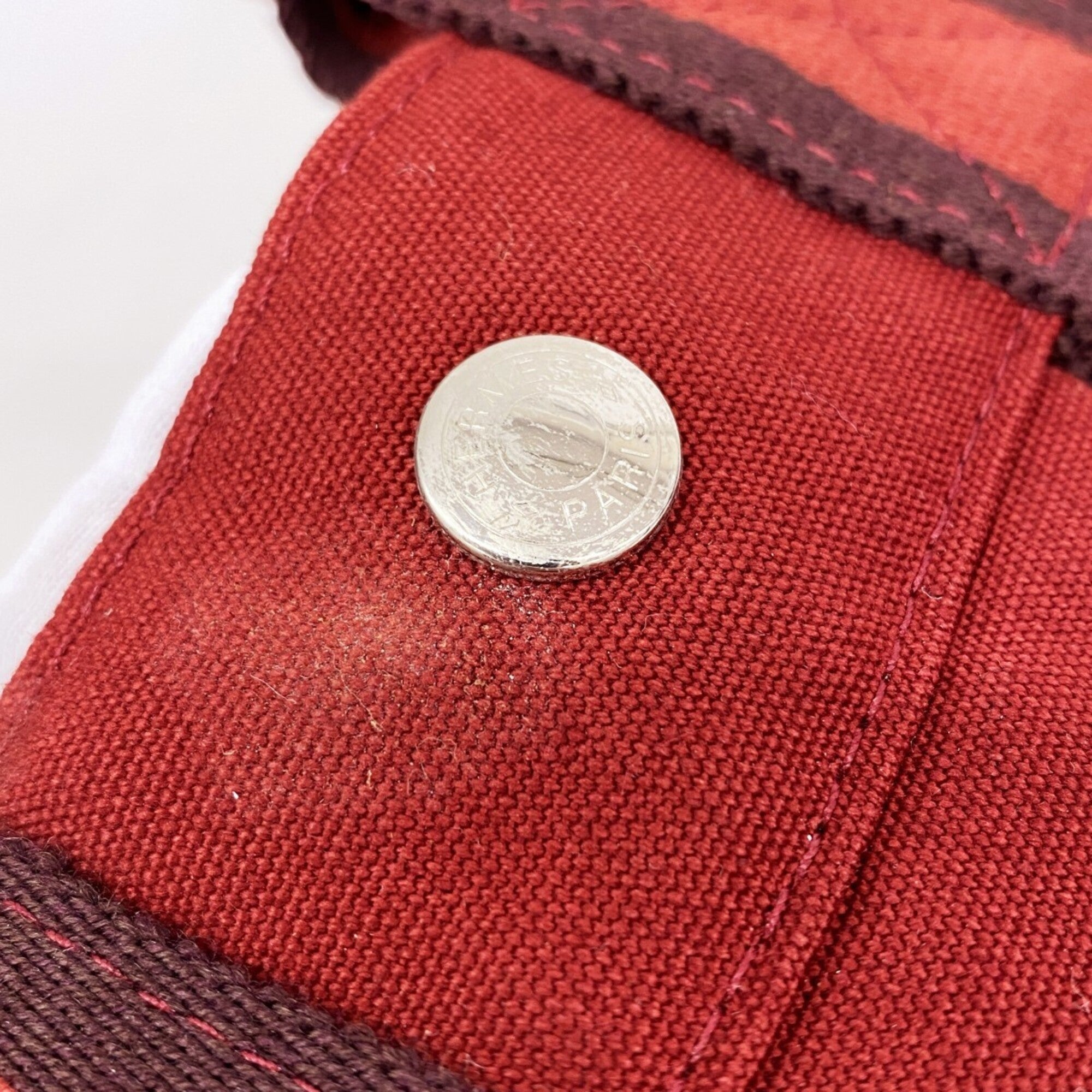 Hermes Red Color Canvas Handbag (Pre-Owned)