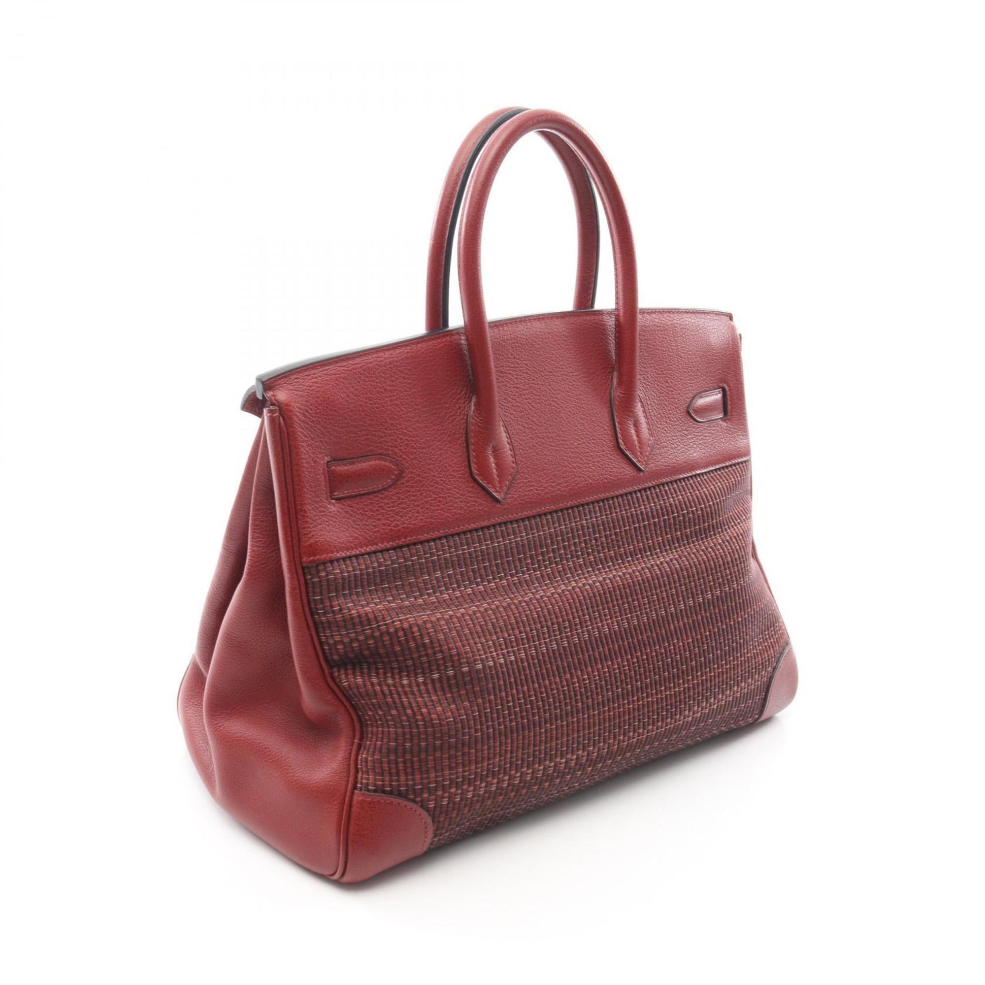 Hermes Bordeaux Rouge H Crinoline Buffle Skipper Leather Leather Handbag (Pre-Owned)