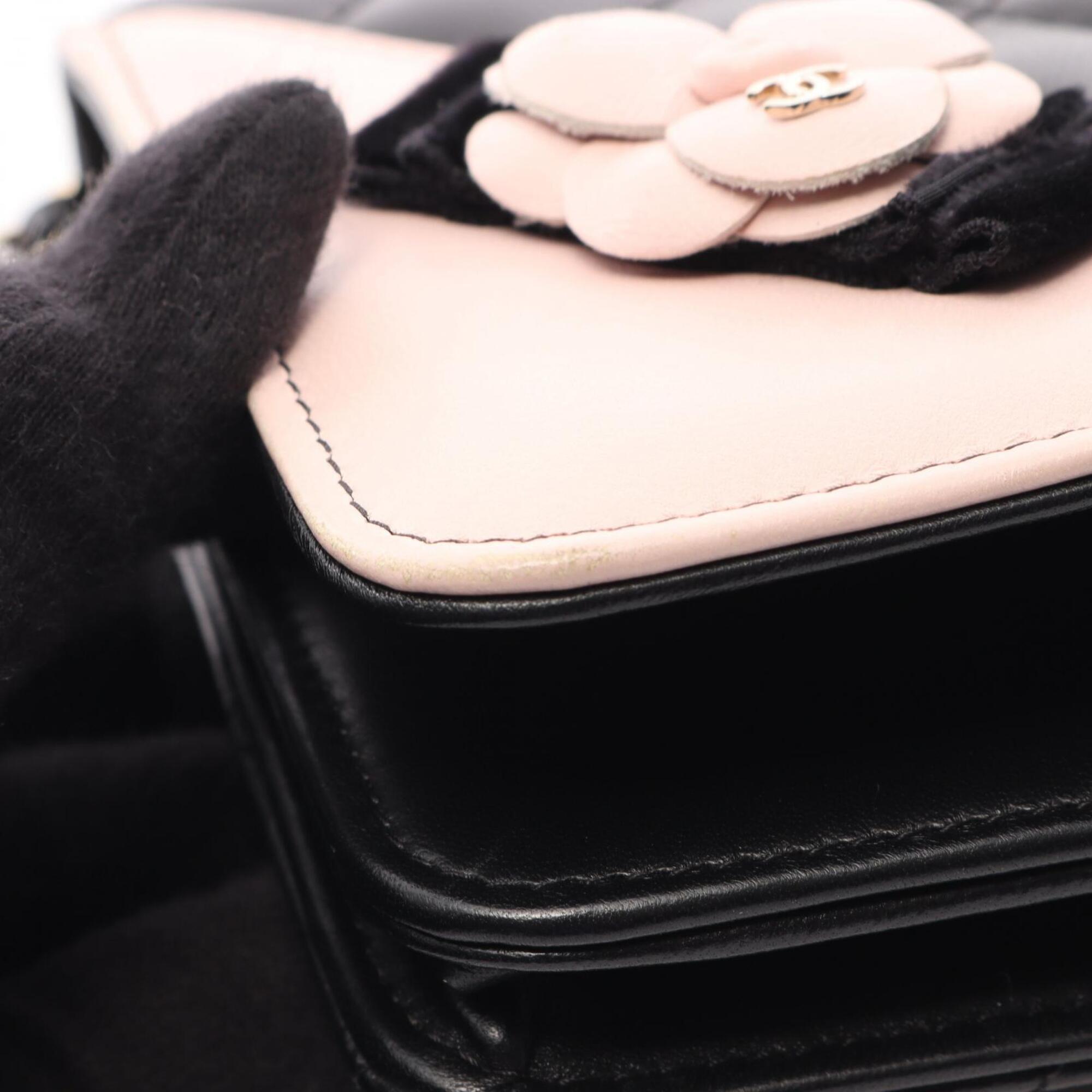 Chanel Black Pink Leather Handbag Shoulder Bag (Pre-Owned)