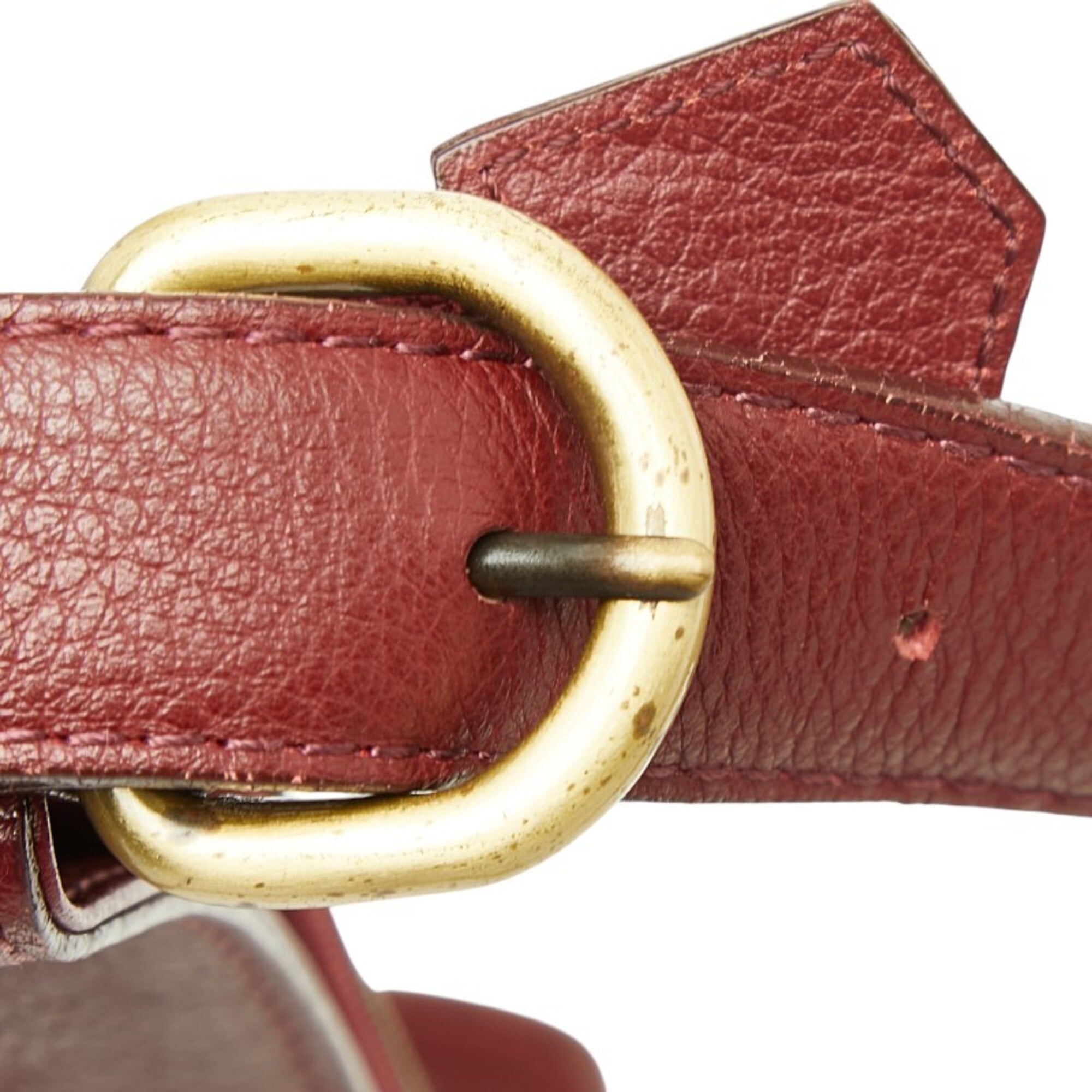 Burberry Red Color Leather Shoulder Bag (Pre-Owned)