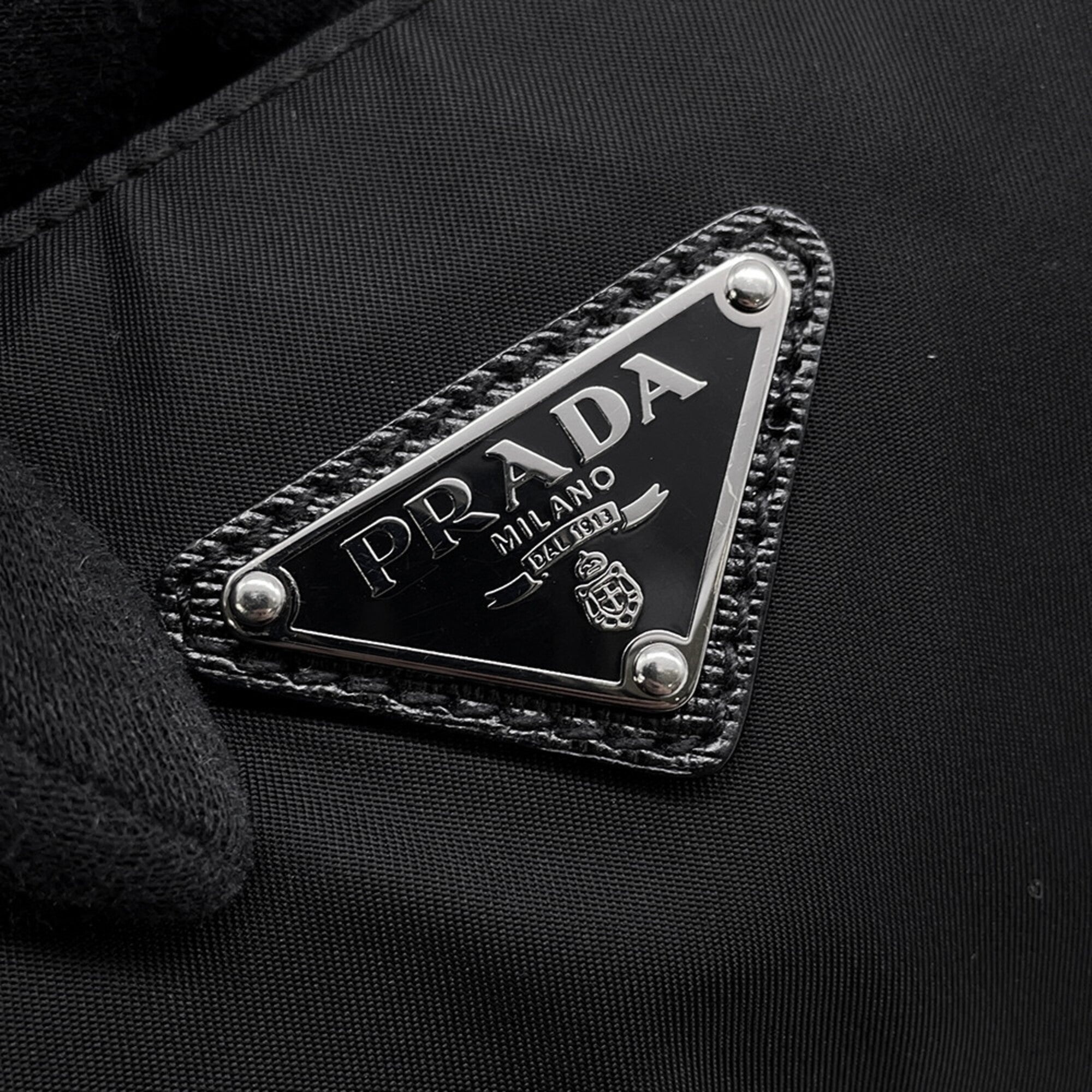 Prada Black Nylon Metal Handbag Shoulder Bag (Pre-Owned)