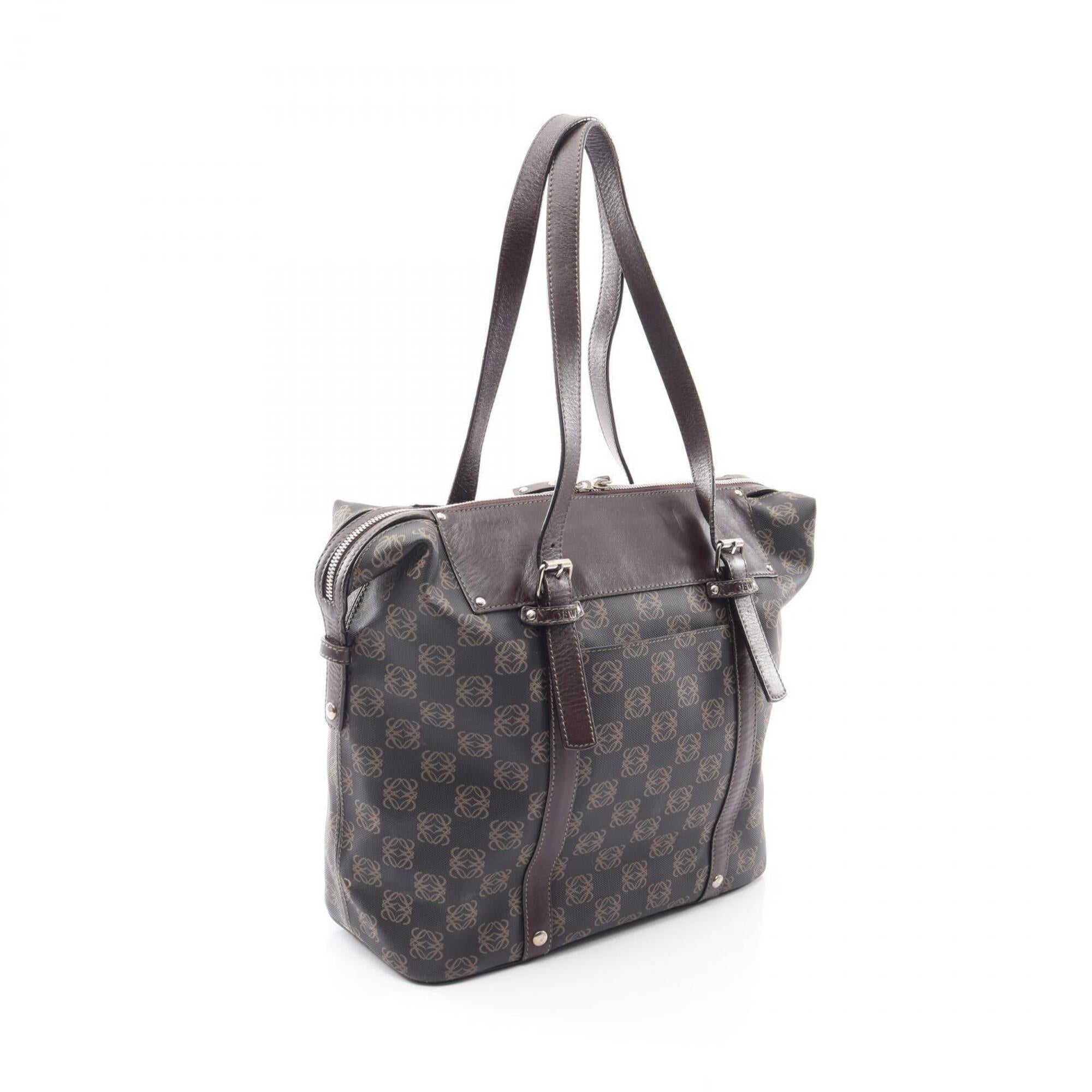 Loewe Brown Leather Coated Canvas Handbag Tote Bag (Pre-Owned)