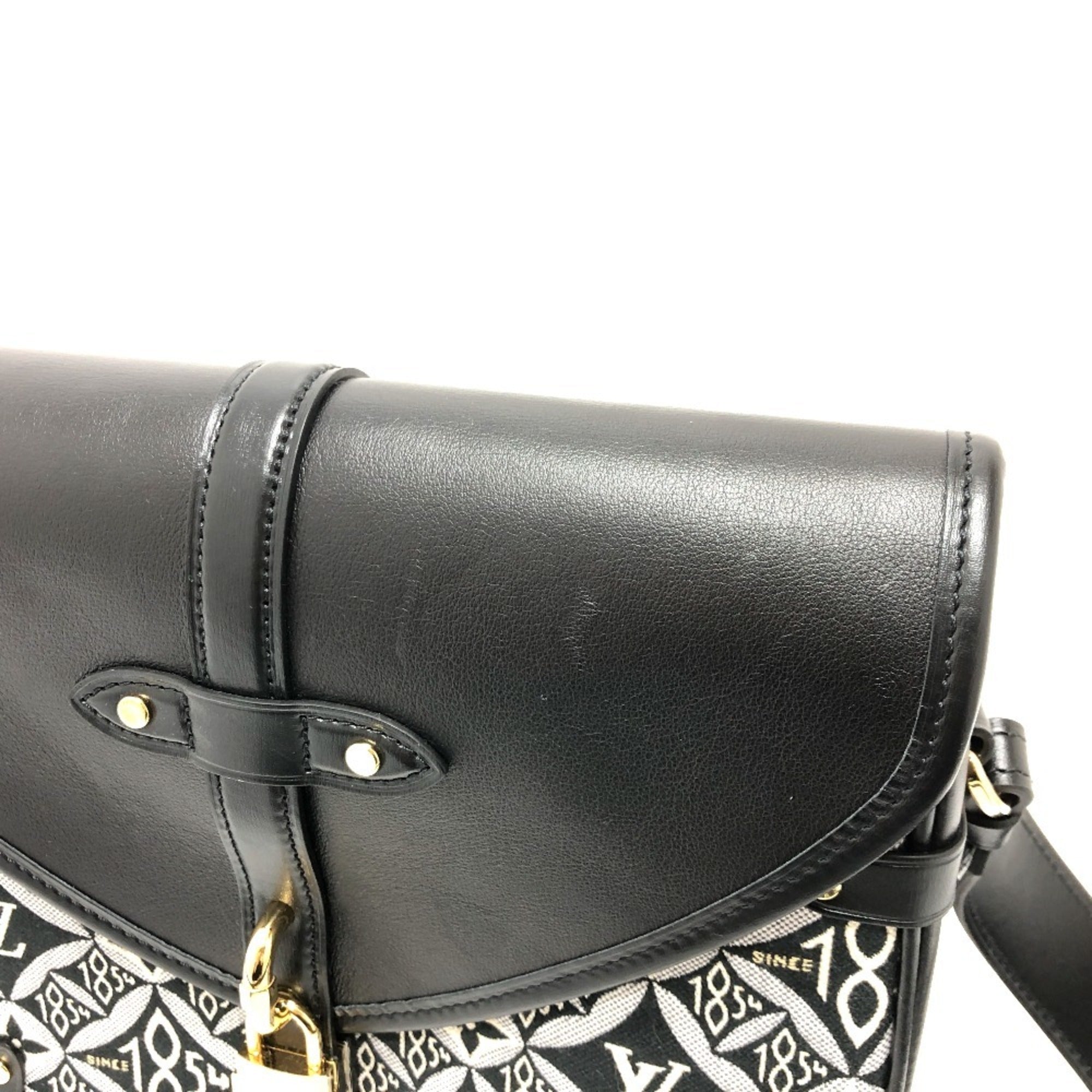 Louis Vuitton Black Navy Canvas Leather Shoulder Bag (Pre-Owned)