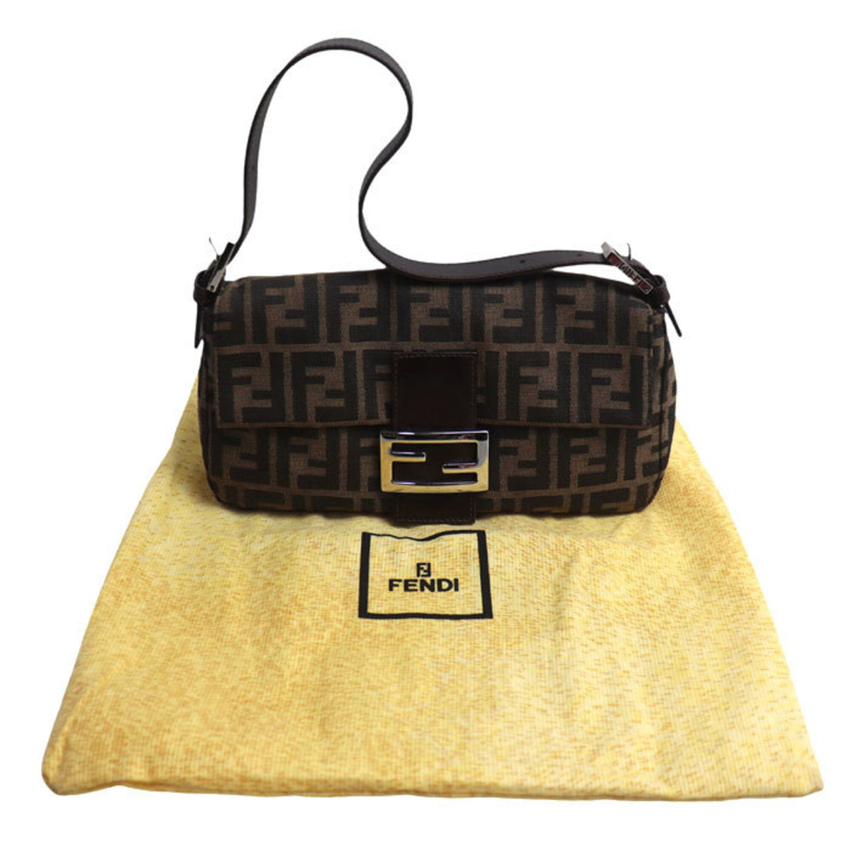 Fendi Brown Canvas Leather Shoulder Bag (Pre-Owned)