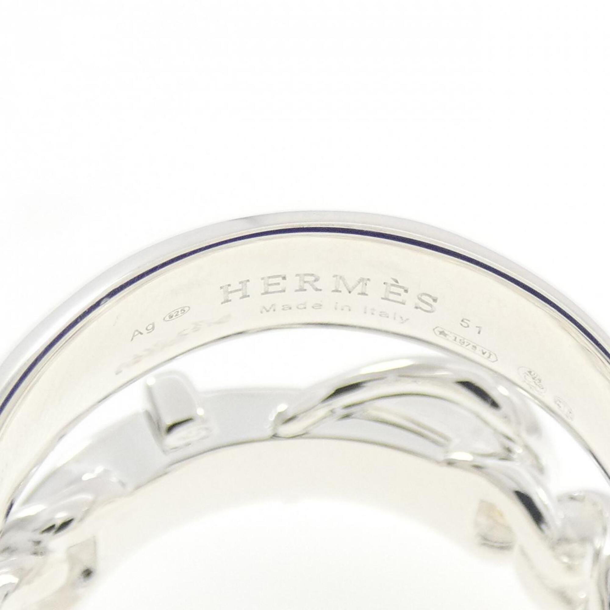 Hermes Silver Silver 925 Band Ring (Pre-Owned)