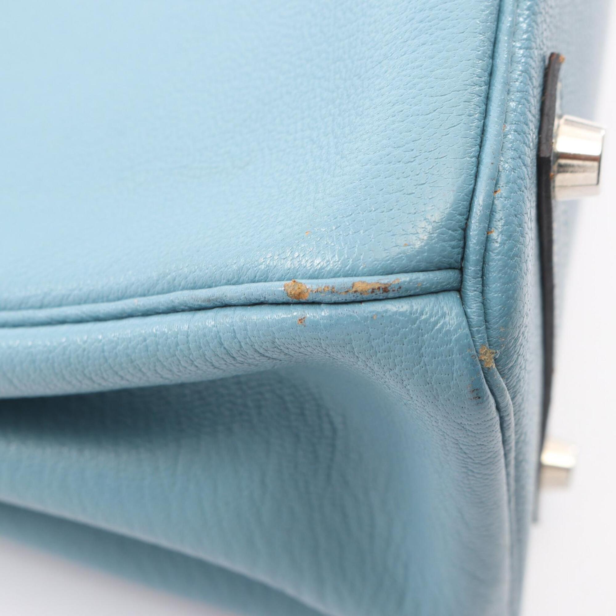 Hermes Blue Chevre Leather Handbag (Pre-Owned)