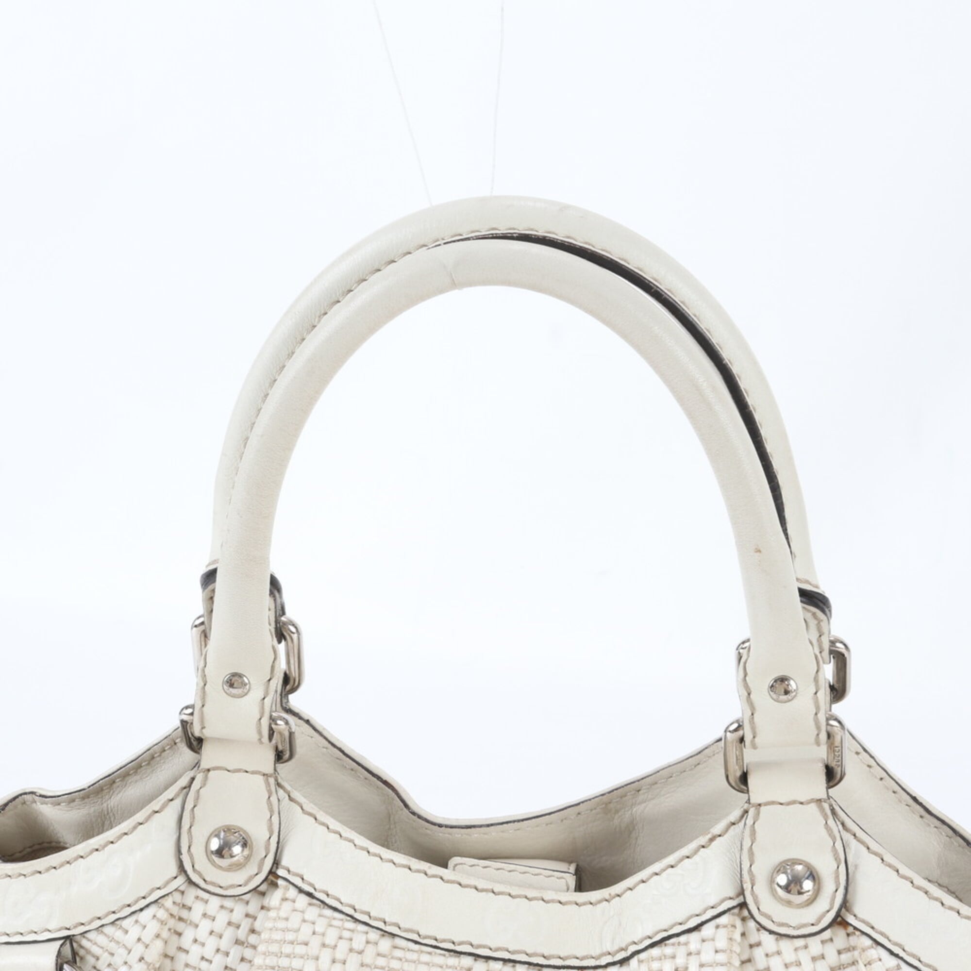 Gucci White Leather Handbag Shoulder Bag Tote Bag (Pre-Owned)