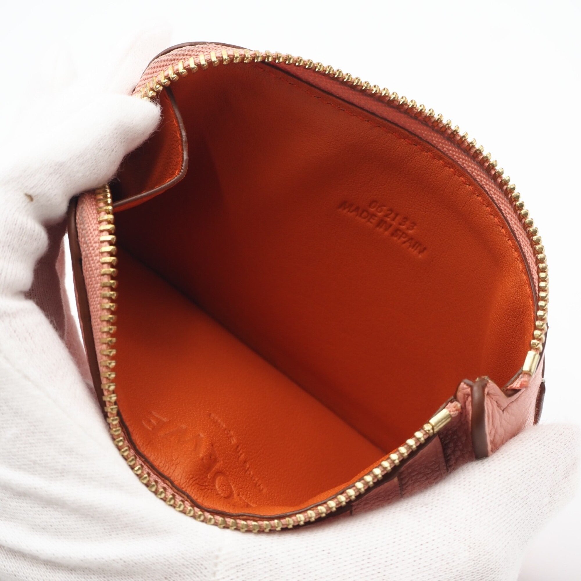 Loewe Pink Orange Leather Coin Purse/Coin Case (Pre-Owned)