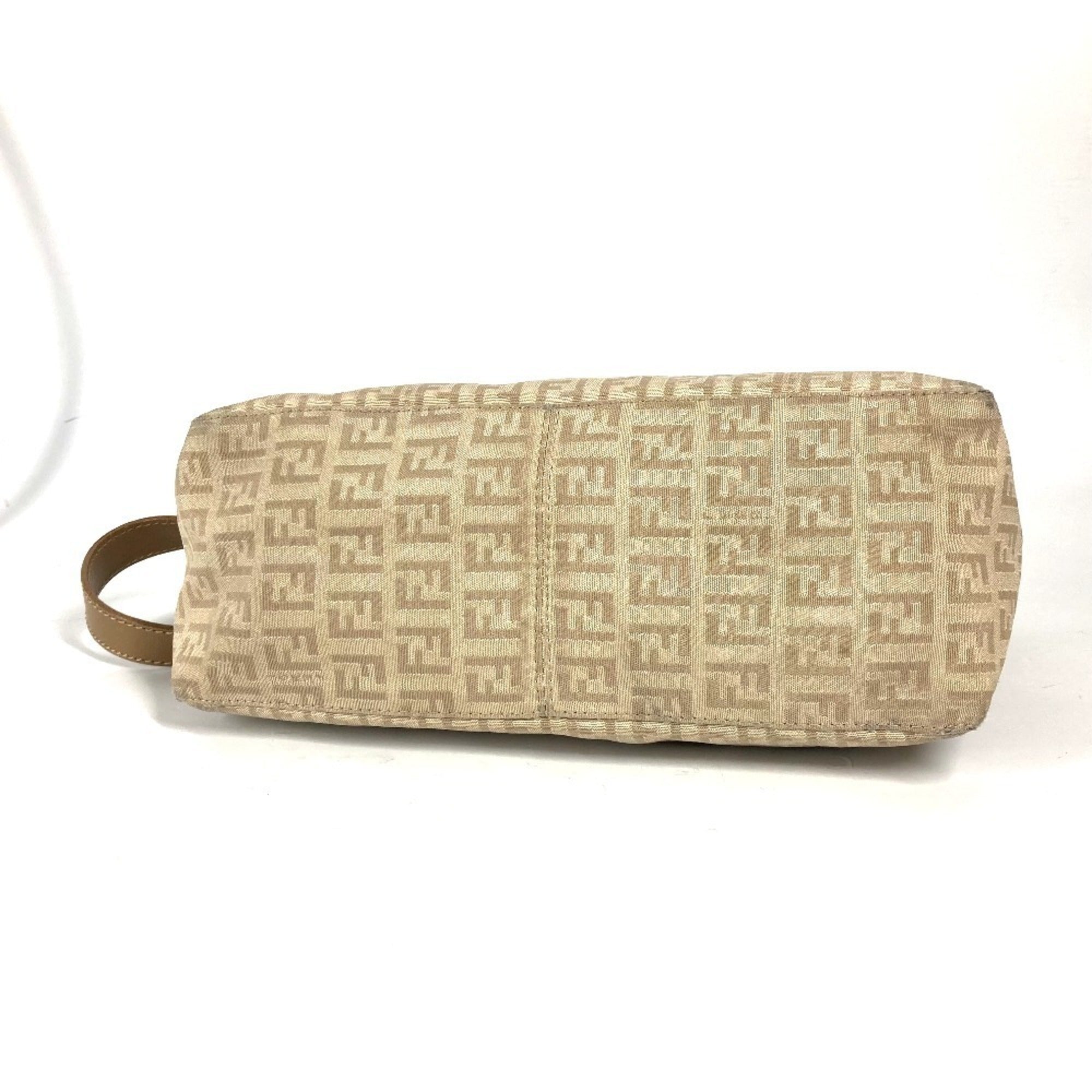 Fendi Beige Leather Canvas Shoulder Bag (Pre-Owned)