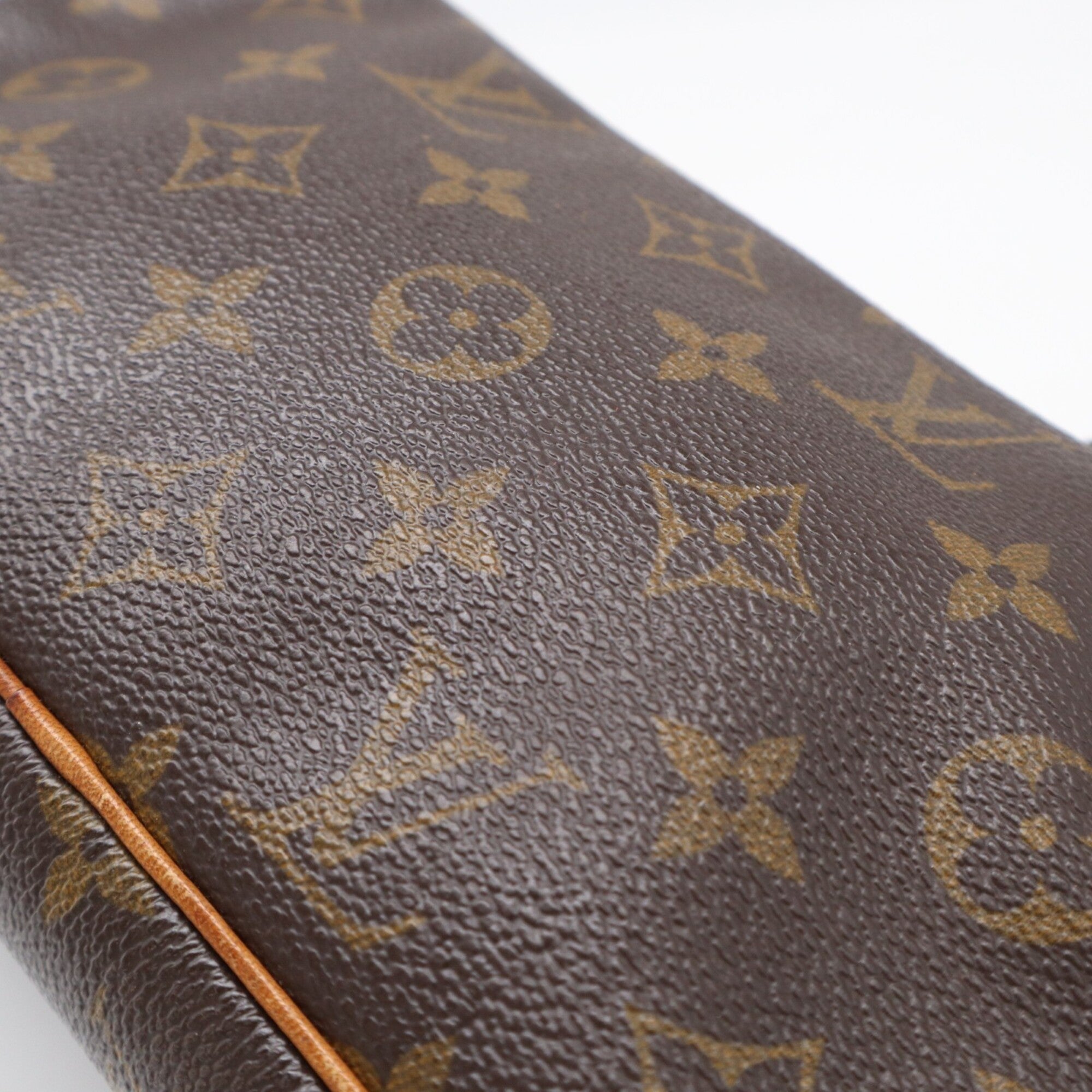 Louis Vuitton Monogram Beige Brown Coated Canvas Leather Pochette Shoulder Bag (Pre-Owned)