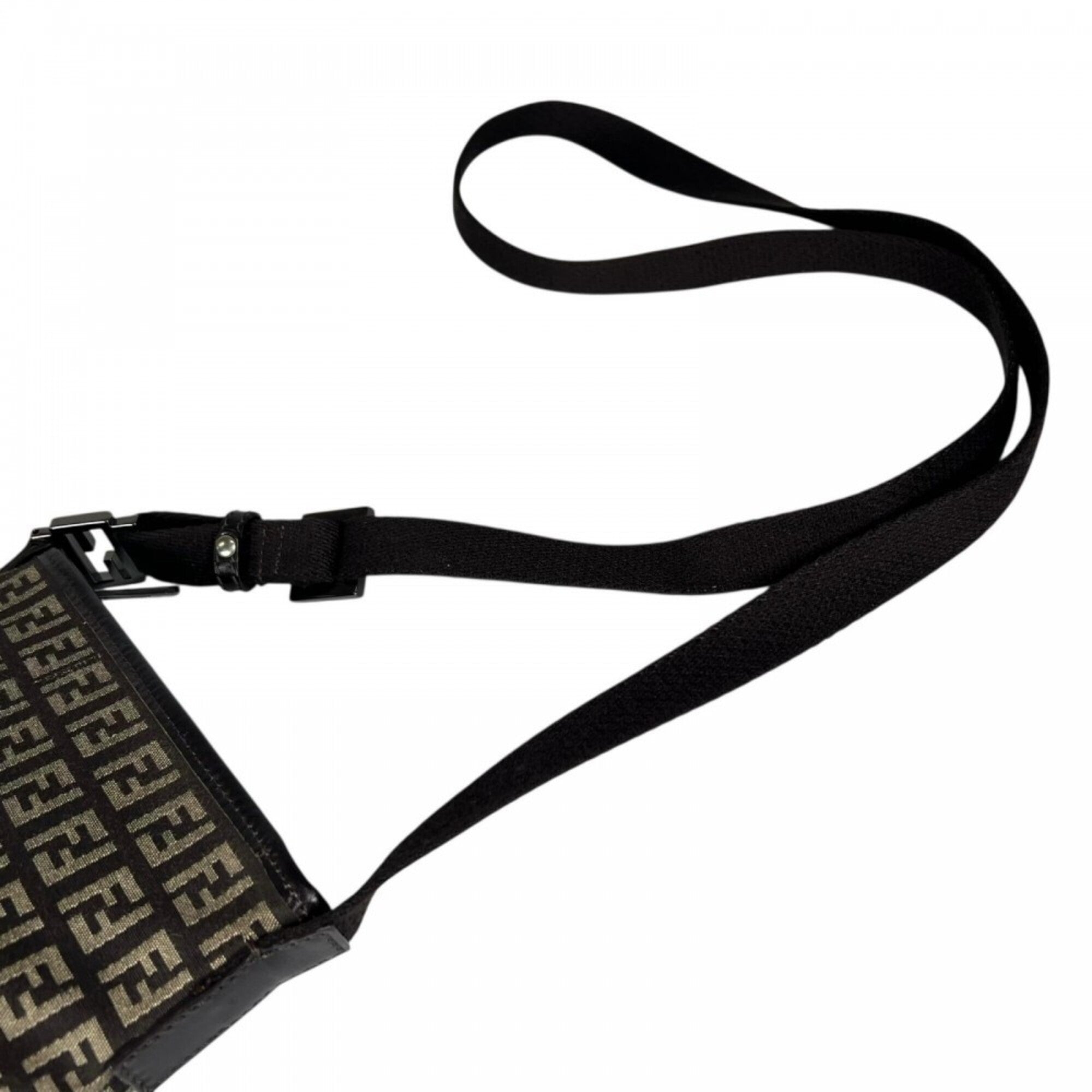 Fendi Brown Canvas Leather Shoulder Bag (Pre-Owned)
